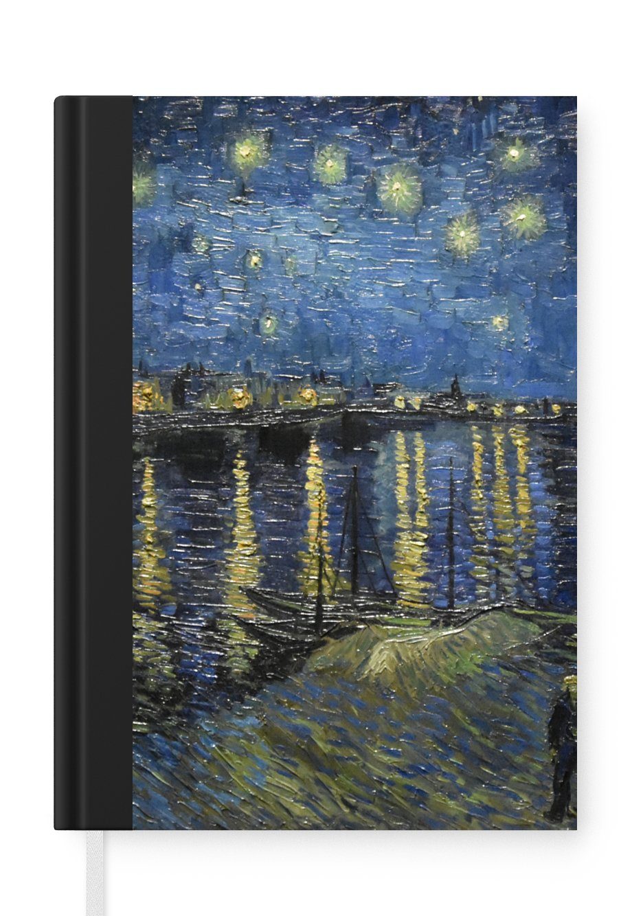 MuchoWow Notizbuch Sternennacht über dem Orsay Paris - Vincent Van Gogh, Journal, Merkzettel, Tagebuch, Notizheft, A5, 98 Seiten, Haushaltsbuch