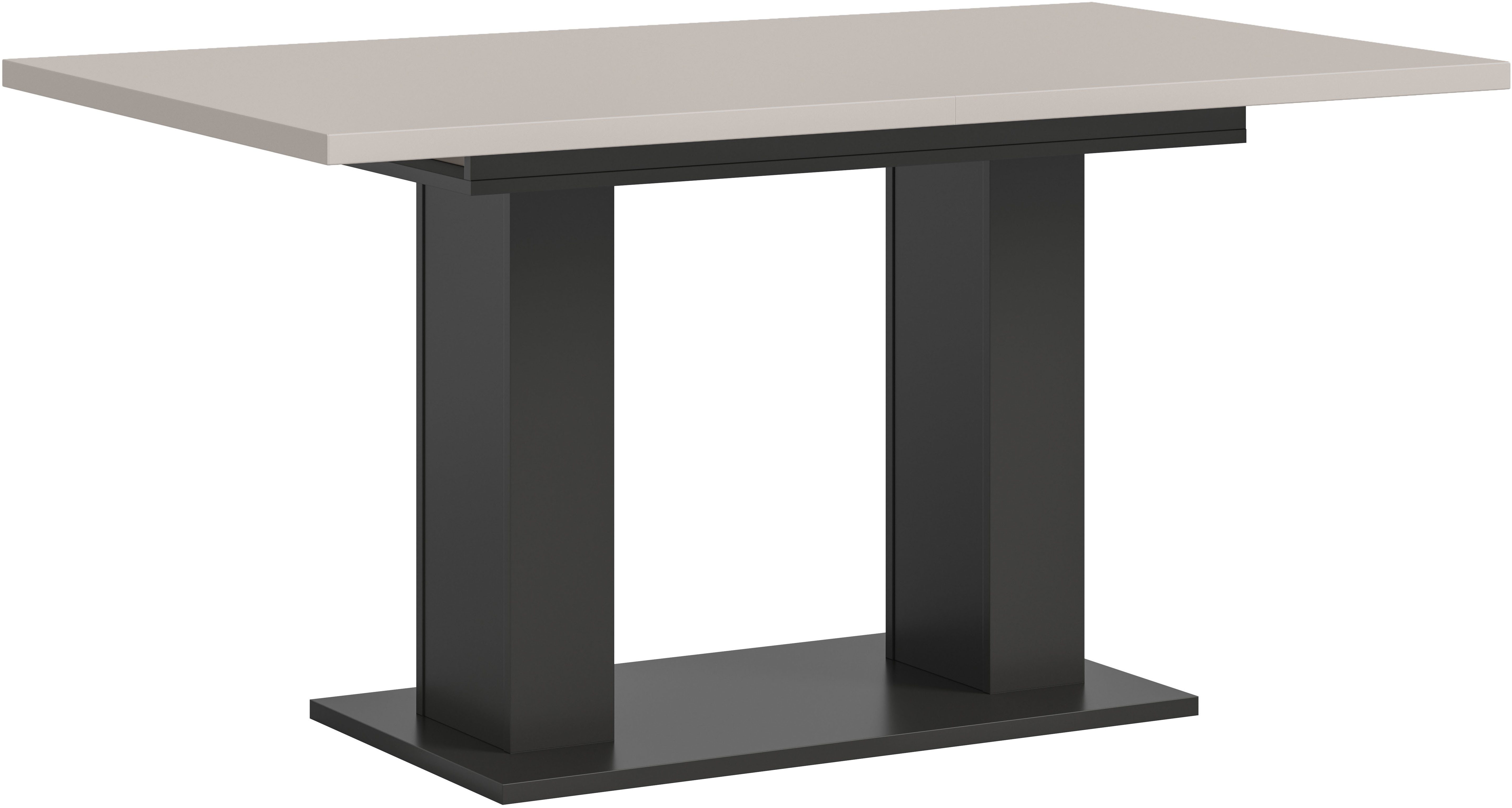 Home affaire Esstisch Motus, ausziehbar 150 -190 cm, inklusive 40 cm Einlegeplatte (Set, 1-St), Doppelsäulengestell mit Bodenplatte, Tisch, Esstisch, Küche