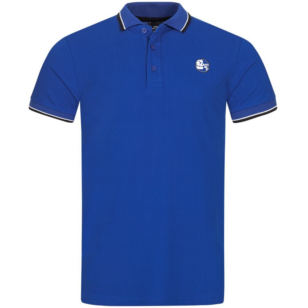 Polo 1-tlg., OneRedox Casual modischem P14ST T-Shirt Kurzarmshirt 1403 Design) Blau Tee, im Freizeit Fitness (Shirt