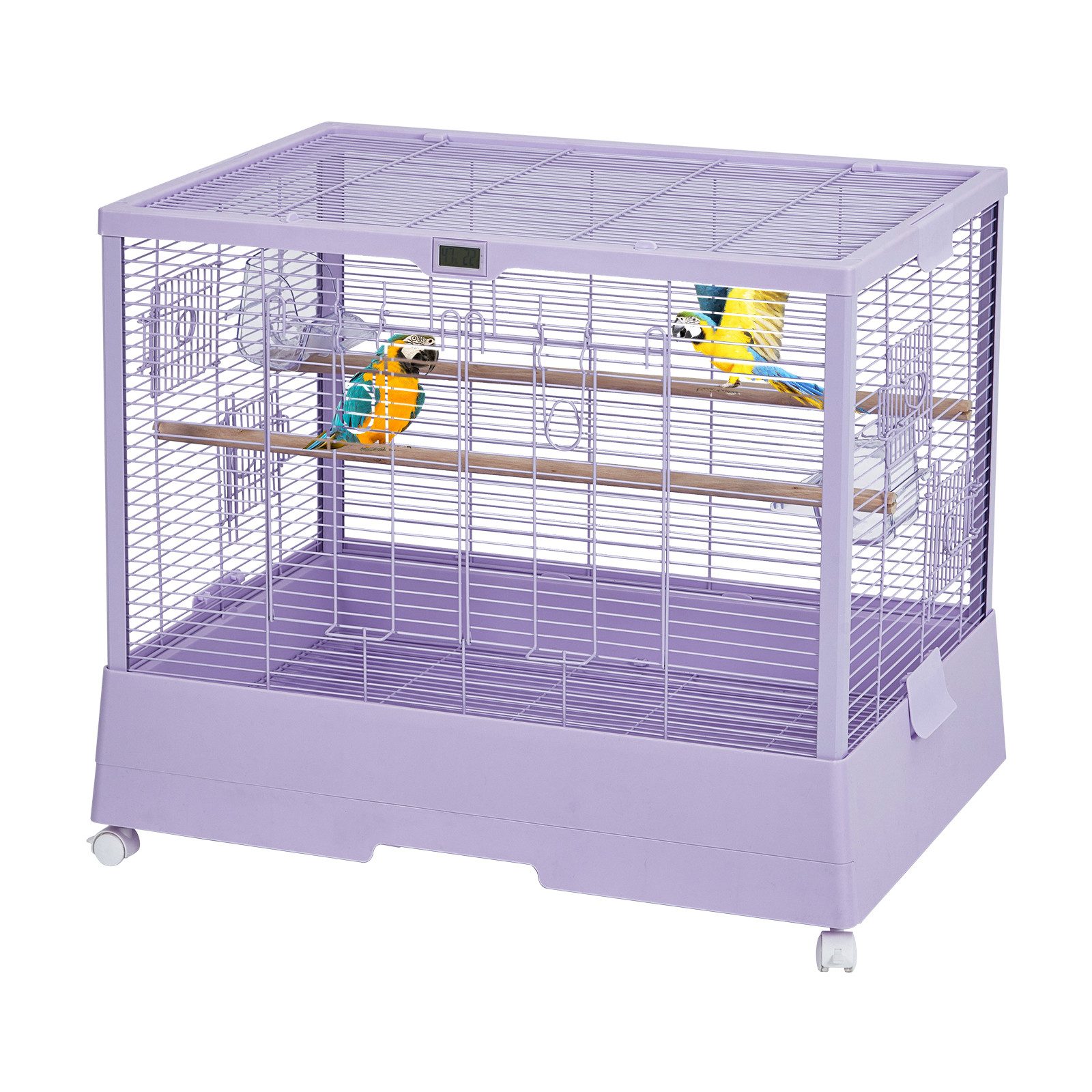 GarveeMore Vogelkäfig mit Rollen, großem Tür, Sitzstangen, herausnehmbare Wanne, aus Kohlenstoffstahl für Papageien, Sittiche, Wellensittiche
