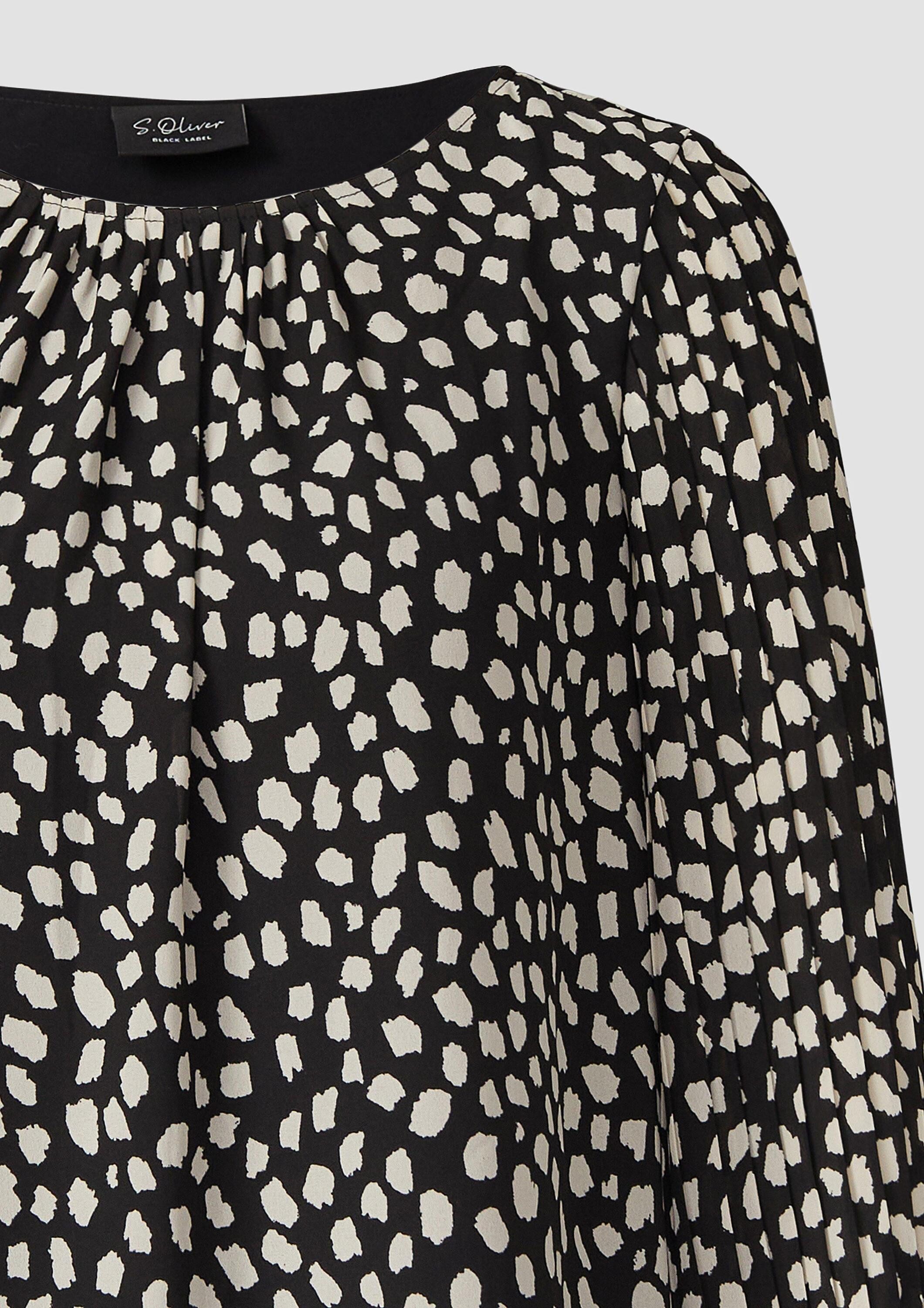 s.Oliver Langarmbluse Bluse Festliche Bluse mit Plissee-Ärmeln