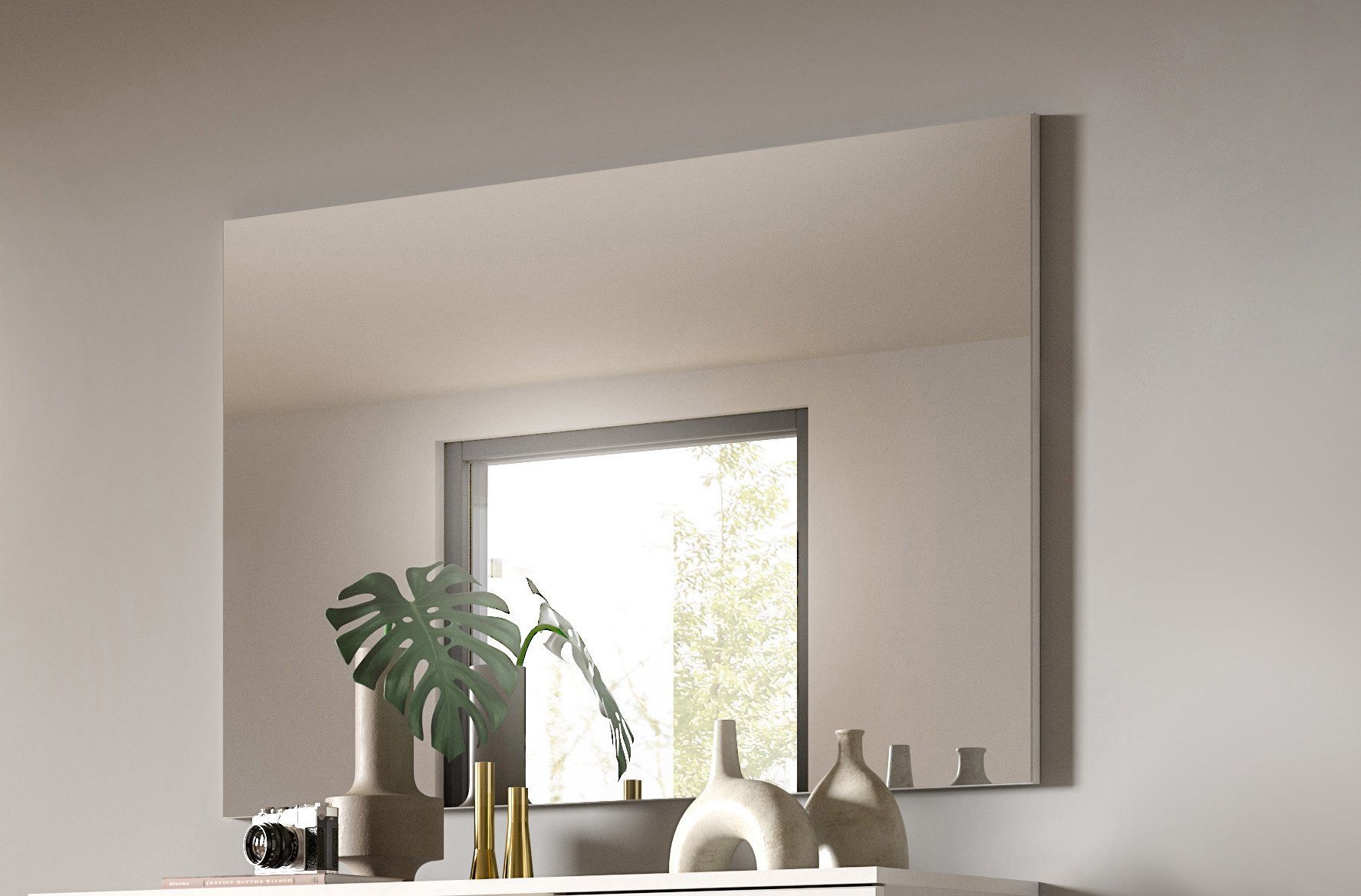 Newroom Spiegel Weiß 110 cm, Spiegel Spiegel Wandspiegel Garderobenspiegel Modern Zeitlos Flur D...