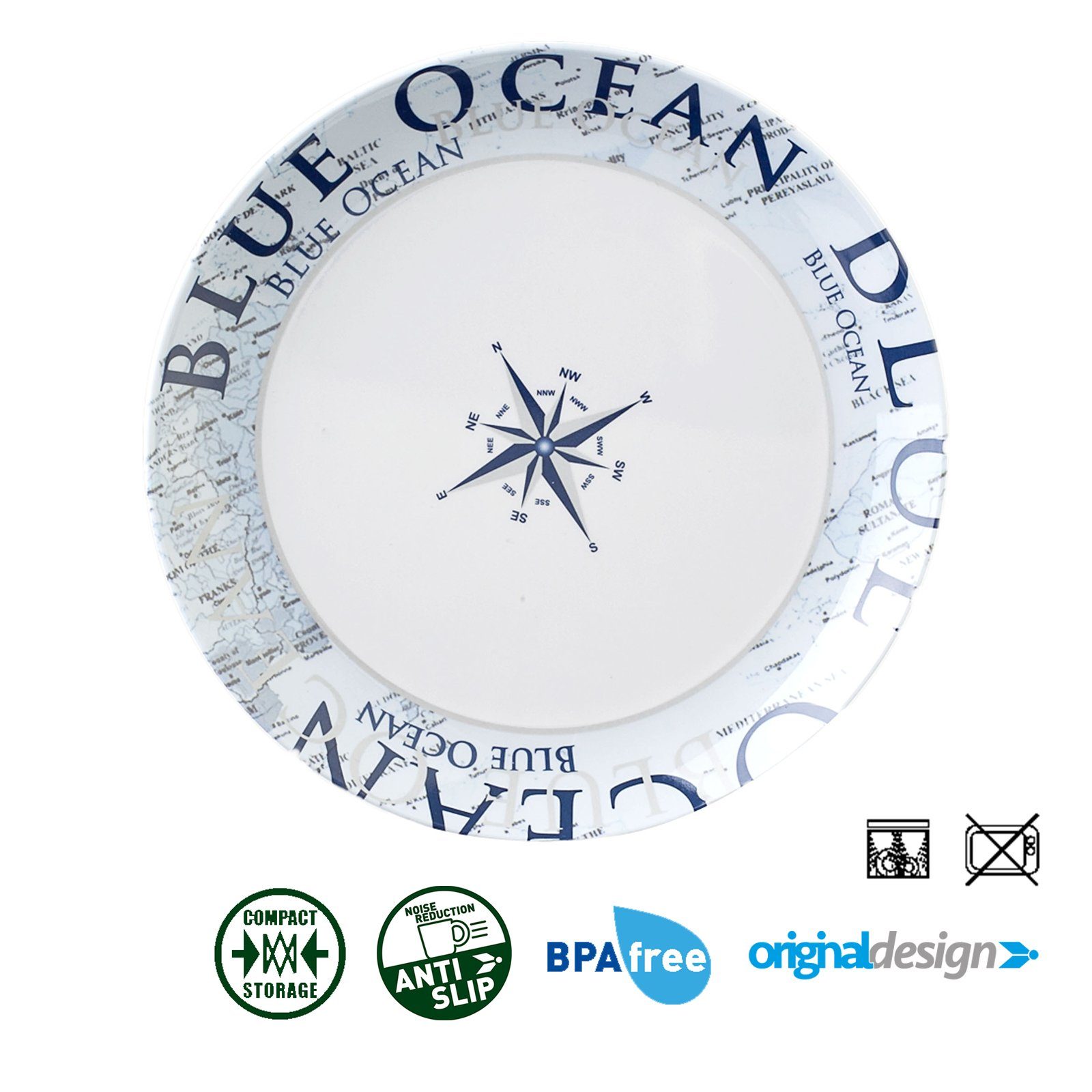 BRUNNER Geschirr-Set BRUNNER Melamin Campinggeschirr Set BLUE OCEAN (8, 12, 16, 36-Teile) (36-tlg) – Bild 3 von 5