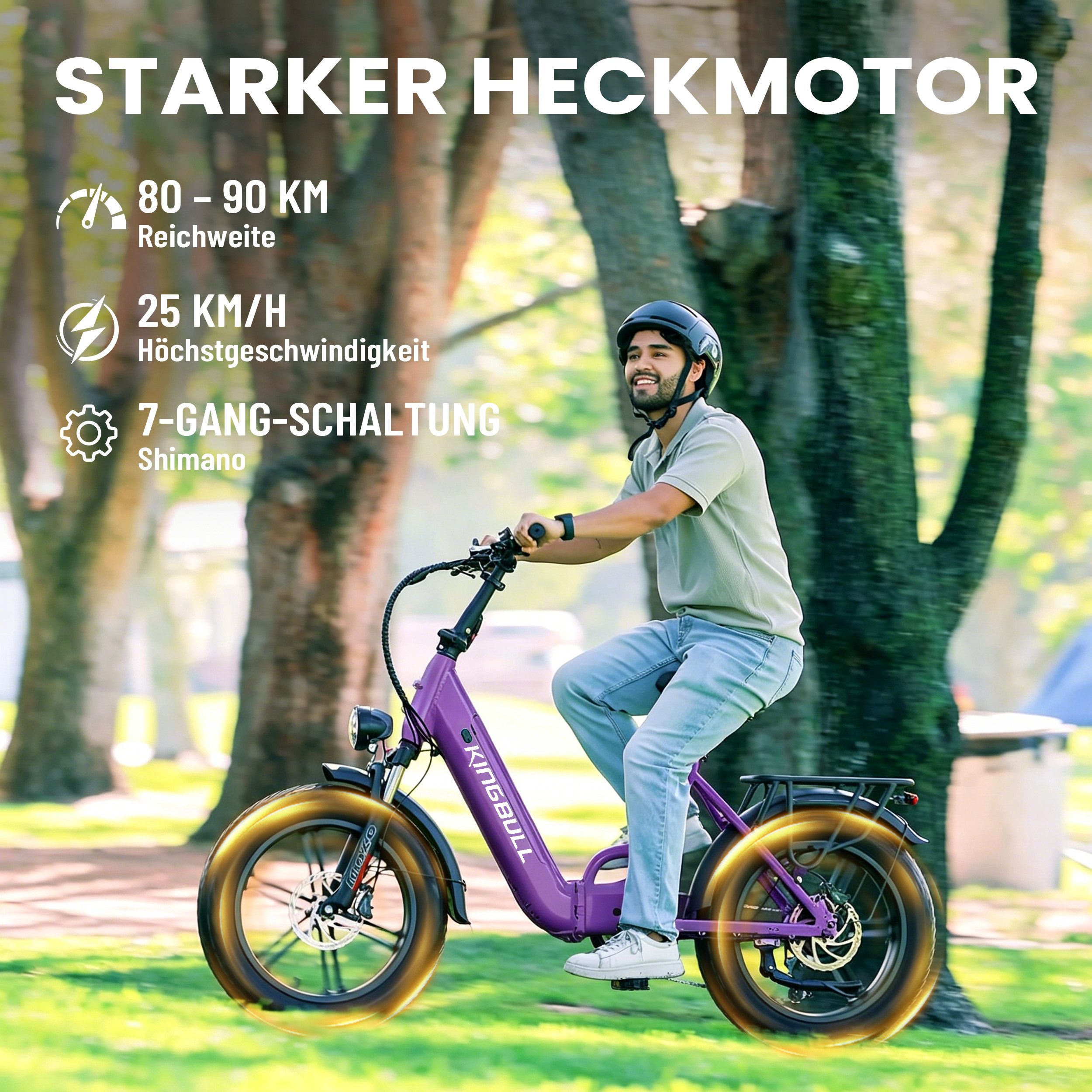 Vankel E-Bike Cityrad KLR herren Elektrofahrrad 648WH cityrad 20×4.0 damen 13.5AH max.100km, Kettenschaltung, Heckmotor, 648 Wh, (Beleuchtungsset mit Batterieladegerät, Batterieschlüssel, Werkzeug), 7 Gang, 648Wh Akku, Elektrofahrrad mit Gepäckträger, E-bikes
