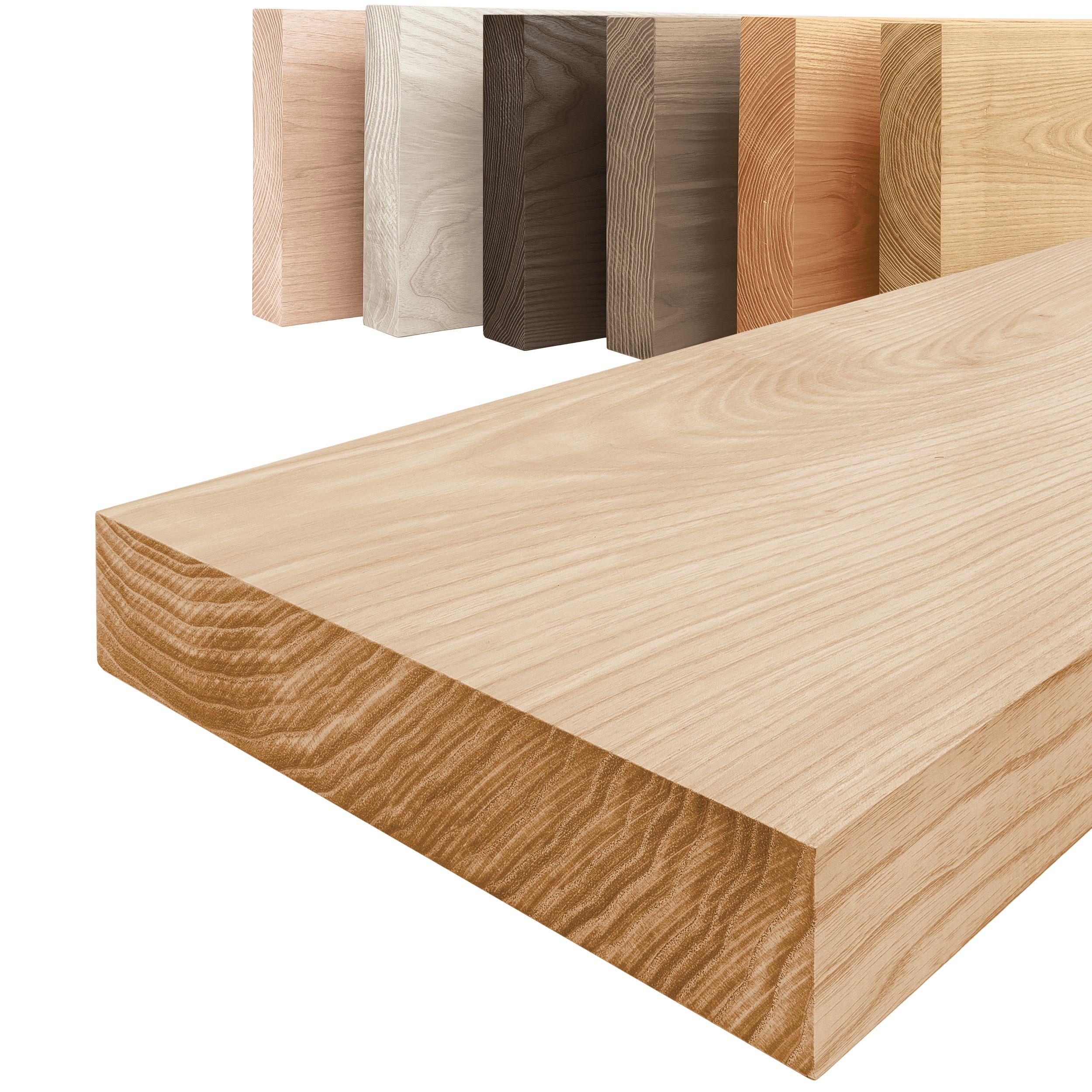 LAMO Manufaktur Wandregal Pure: ohne Montage Set 40 cm, Komplett-Set, 40mm stake Massivholzplatte