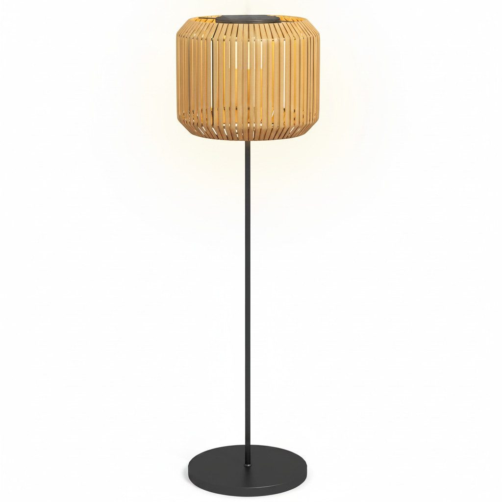kowdom LED Außen-Stehlampe Solar LED Stehlampe Outdoor Rattan Warmweiß 130cm IP44 Wegleuchte, LED (fest verbaut, nicht austauschbar), Warmweiß, Dämmerungssensor; Wasserdicht; UV-beständig
