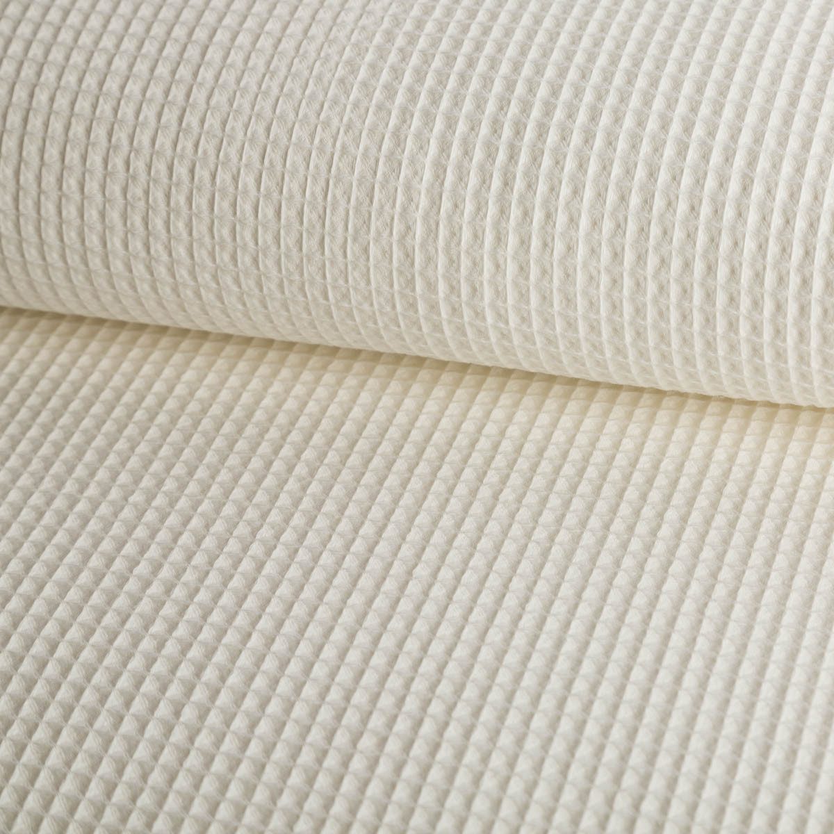 SCHÖNER LEBEN. Stoff Bekleidungsstoff Meterware Waffelpique Baumwolle uni creme 150cm, allergikergeeignet,atmungsaktiv,pflegeleicht