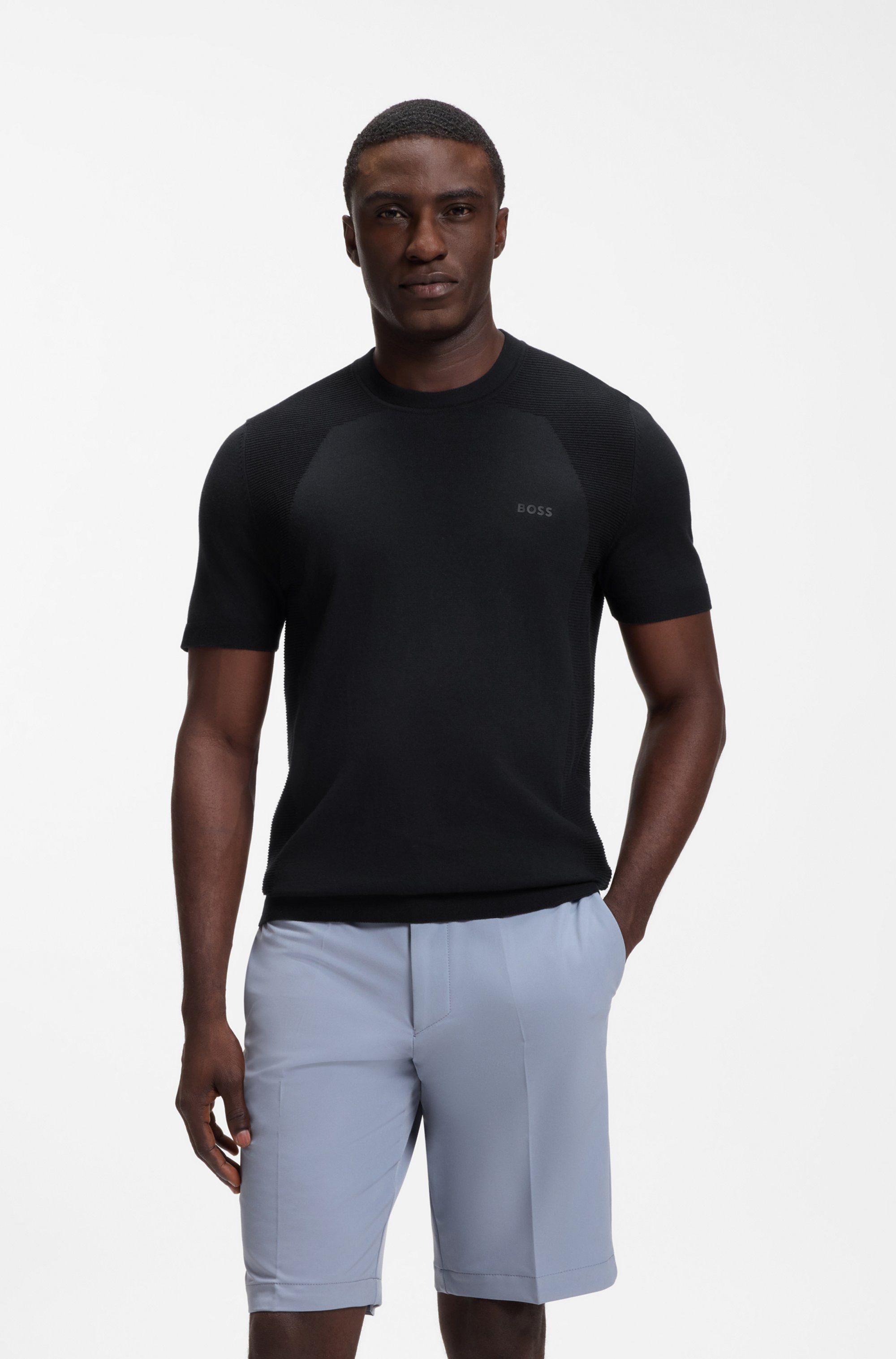 BOSS GREEN Kurzarmpullover KN_Momentum-Lite TS Kurzarm, Regular Fit, Baumwollmischung