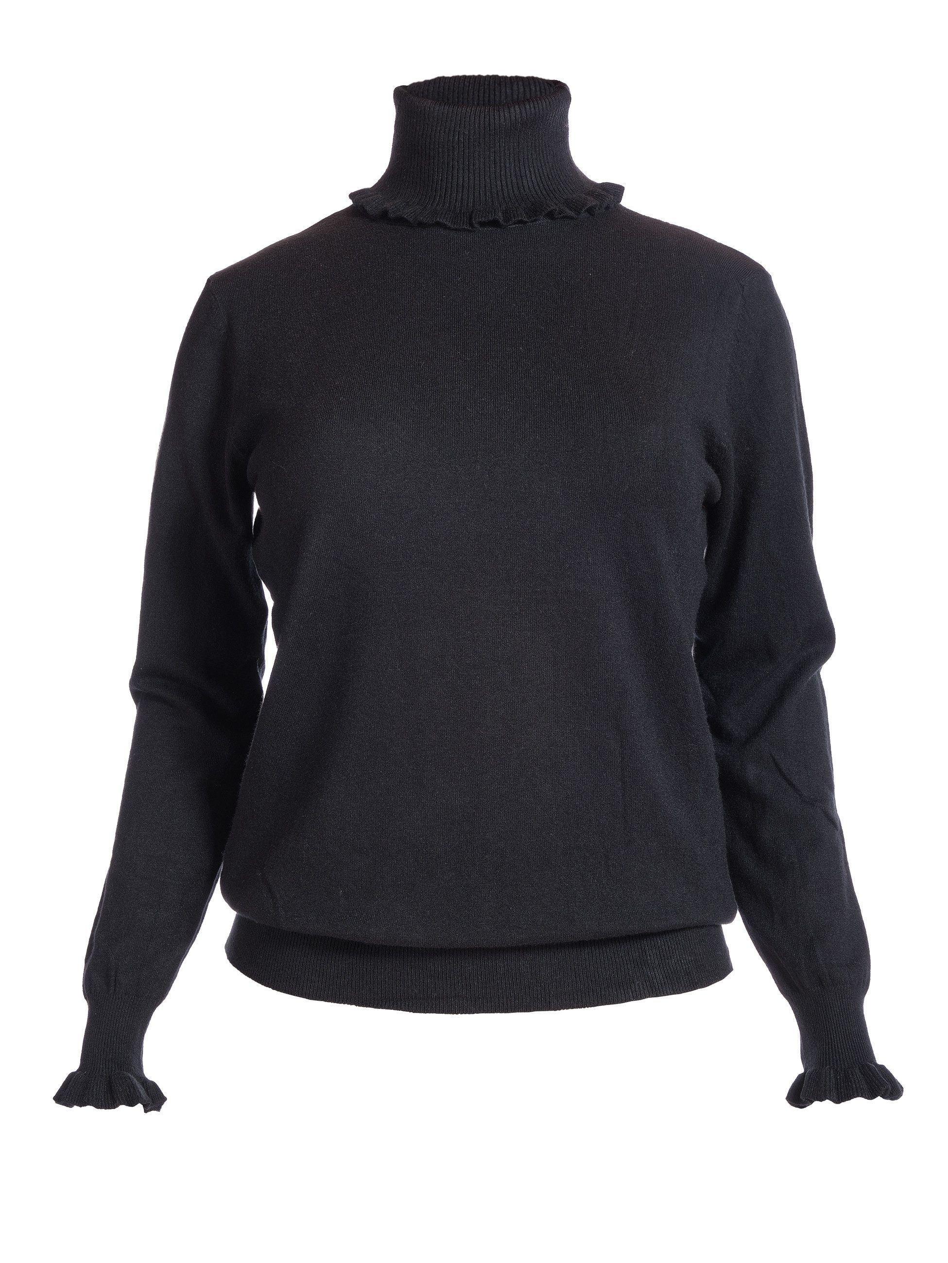 Strickpullover Rollkragenpullover mit Volants