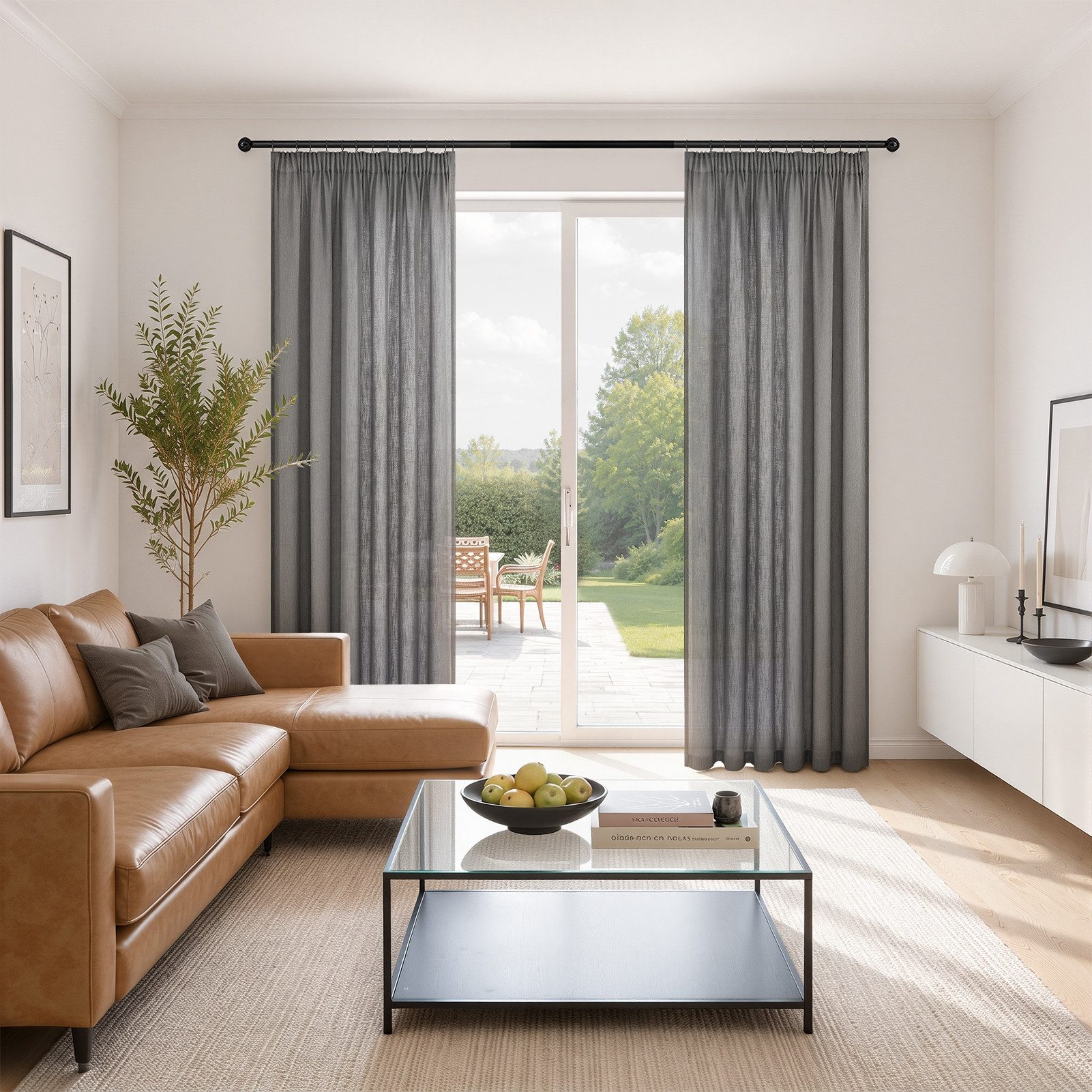Topfinel Gardine Leinenoptik vorhänge mit kräuselband halbtransparent wohnzimmer (2 St), Kräuselband, halbtransparent, modern boho Dunkelgrau 140x240cm kinderzi – Bild 5 von 5