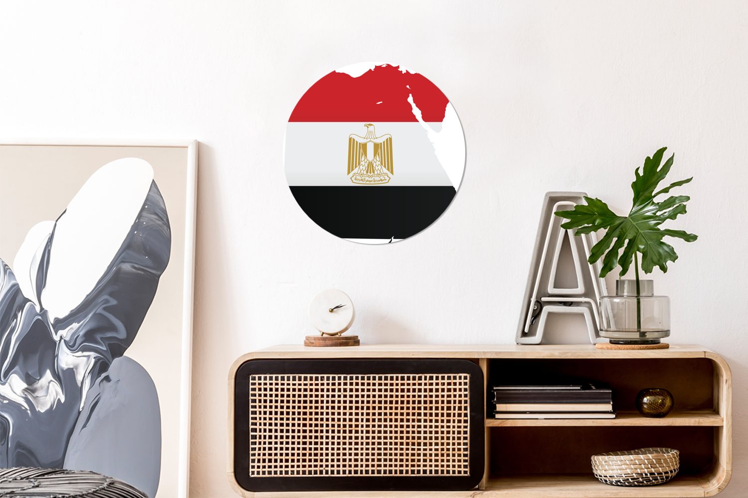 Flagge Kinderzimmer, mit für ägyptischen Illustration MuchoWow von Wohnzimmer der Ägypten Tapetenkreis Rund, (1 Karte Wandsticker St), Tapetenaufkleber, der