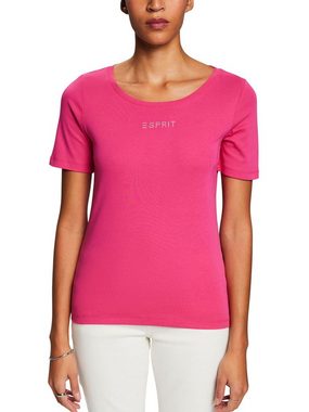 Esprit T-Shirt Top mit Strass-Logo (1-tlg)