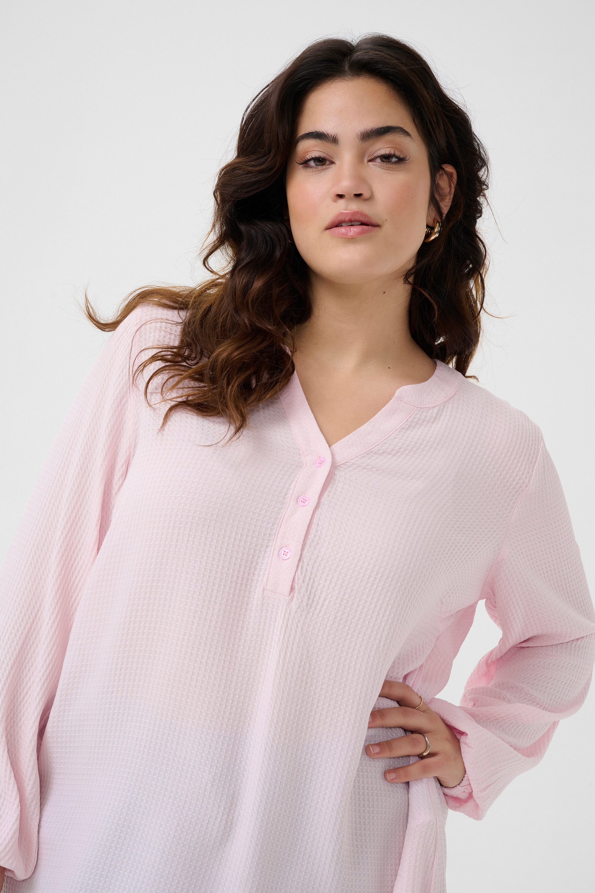 KAFFE Curve Langarmbluse Langarm-Bluse KCmahlena Große Größen