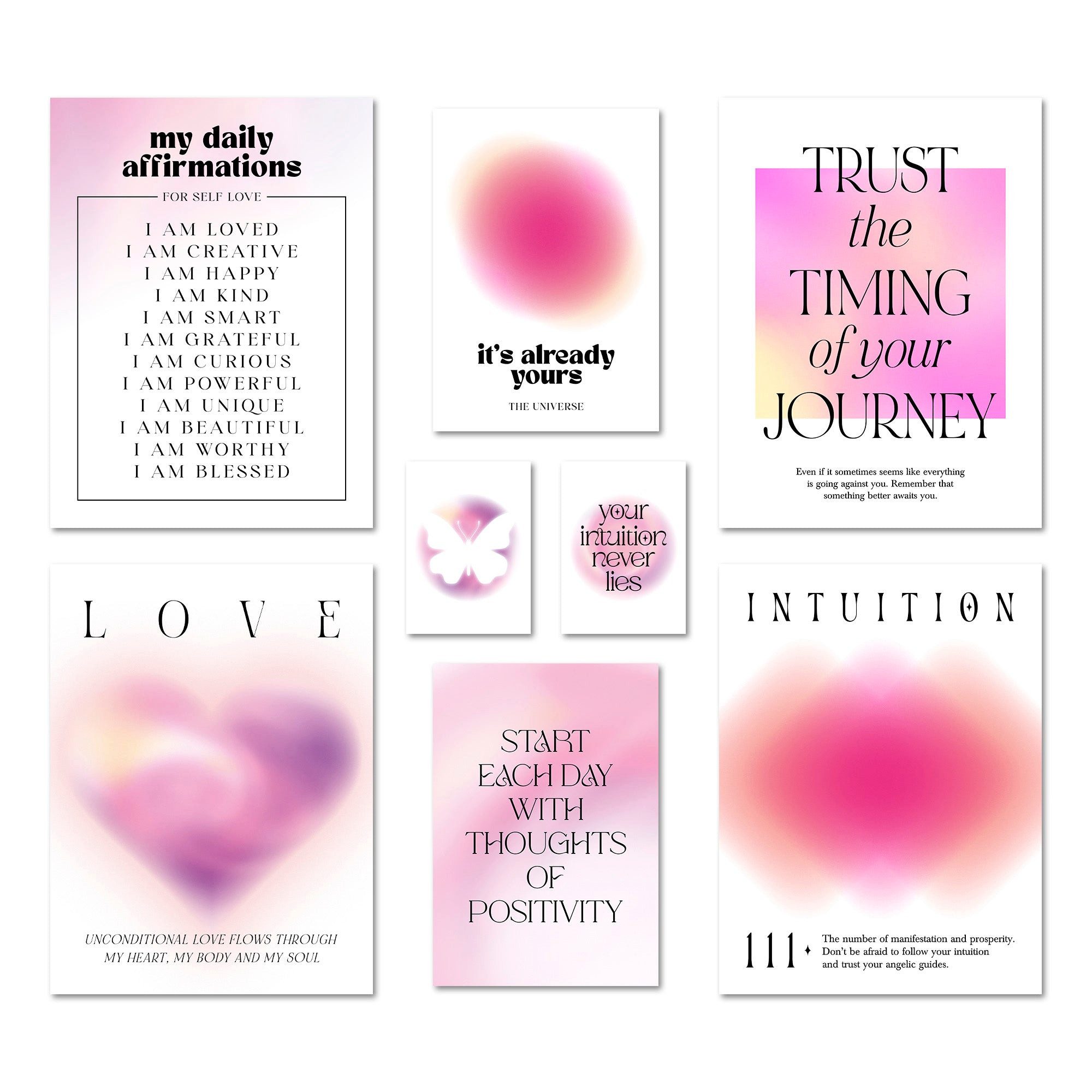 ARTFAVES Bilder-Collage Poster Set Aura Self Love I mehrteilige Bilderwand I Wandbilder Spirit, (Wandbilder modern, 8 St)