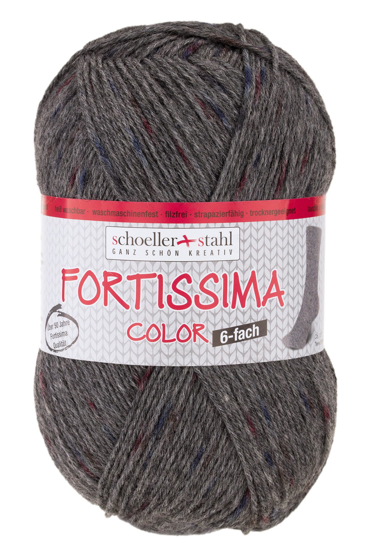 Schoeller + Stahl Fortissima 6-fach Tweed-Effekt Häkelwolle, 410 m, pflegeleicht, formstabil und hoher Tragekomfort
