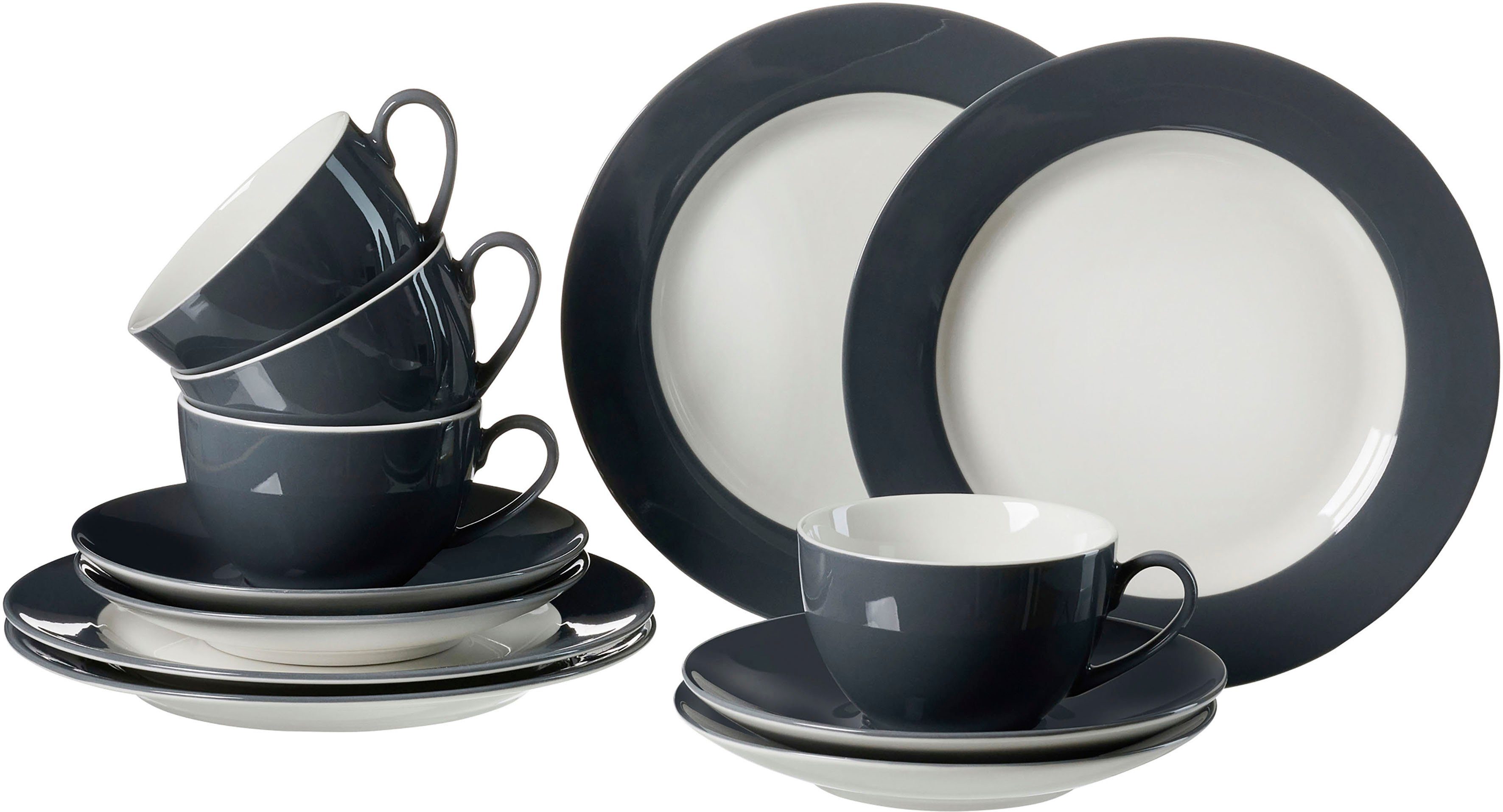 Ritzenhoff & Breker Kaffeeservice Doppio (12-tlg), 4 Personen, Porzellan, Geschirr-Set