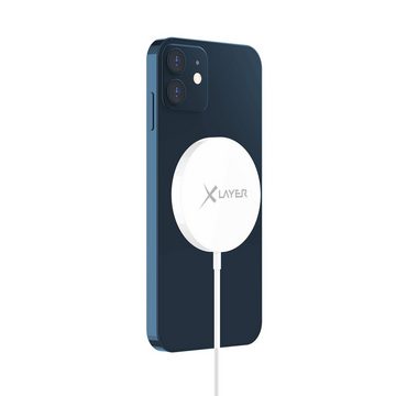 XLAYER Ladegerät MagFix Pro Magsafe Wireless Charging Pad kompatibel 15W Weiß Wireless Charger