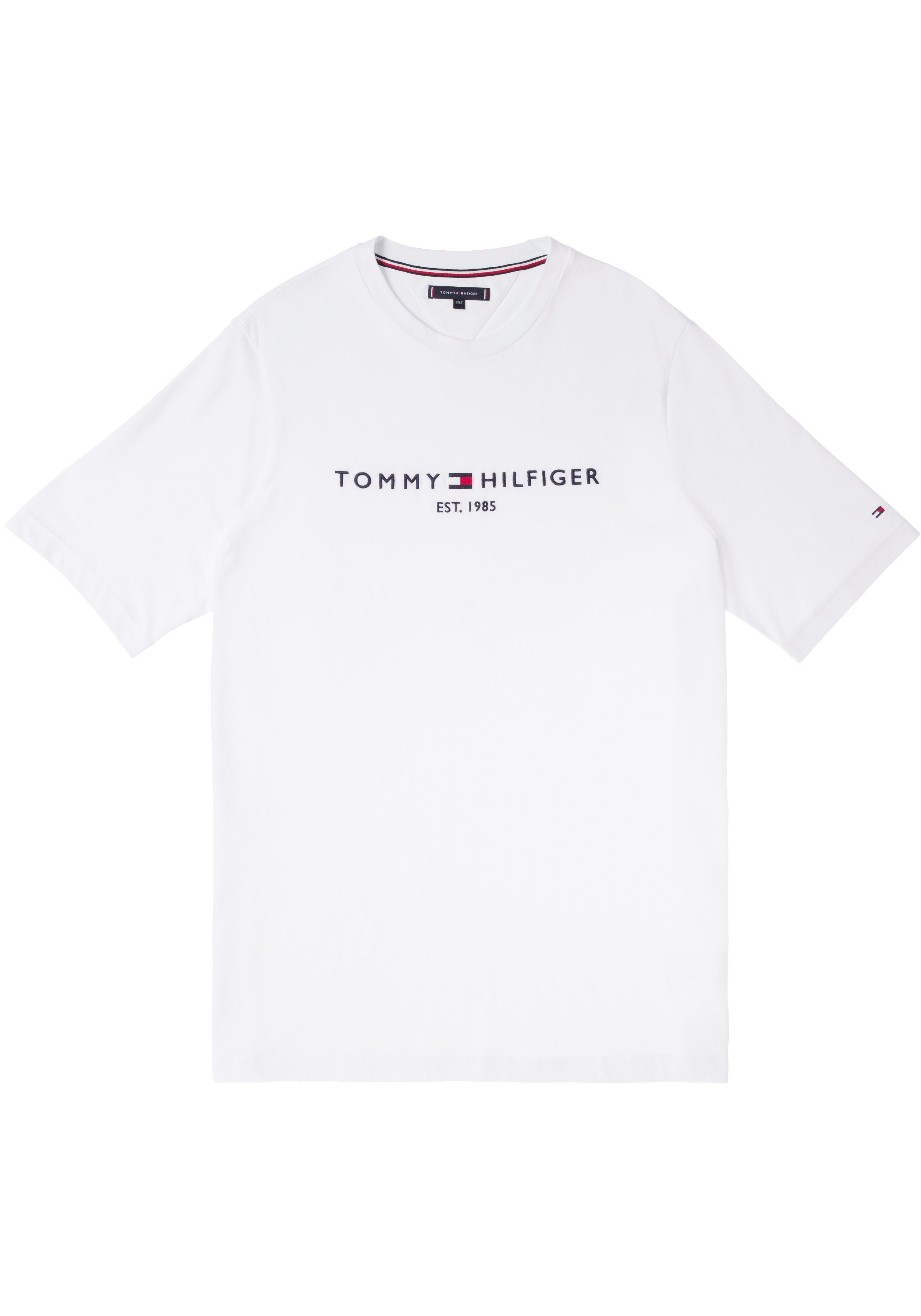 Tommy Hilfiger Big & Tall T-Shirt BT-TOMMY LOGO TEE-B mit Tommy Hilfiger Logoschriftzug auf der Brust weiß