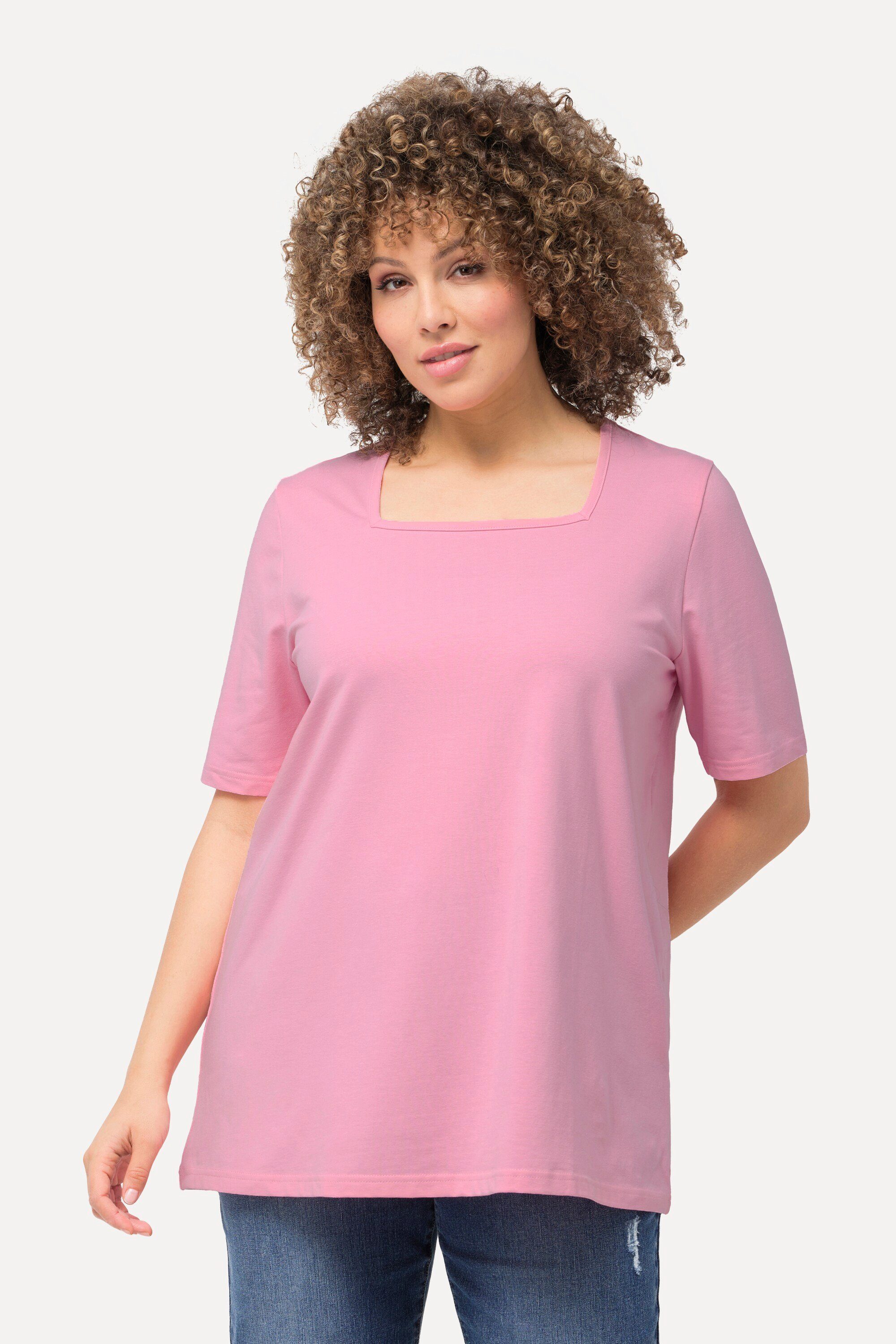 Ulla Popken T-Shirt T-Shirt A-Linie Carré-Ausschnitt günstig online kaufen