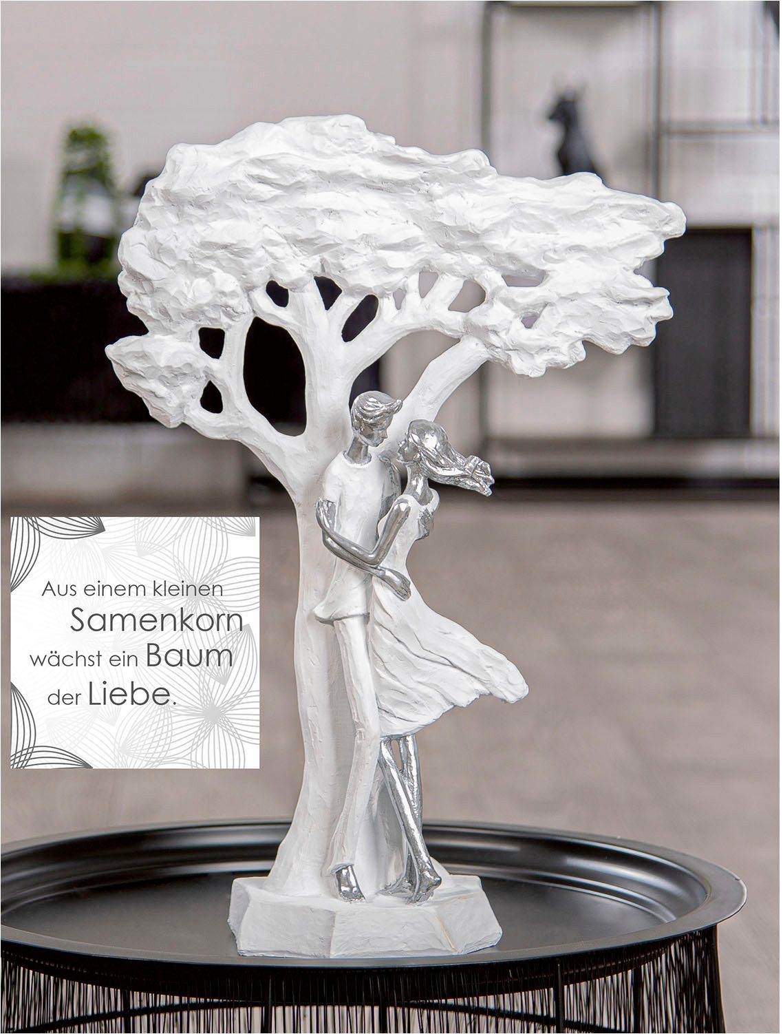 Casablanca by Gilde Dekofigur Skulptur Paar, Baum Liebesblicke weiß H. 44 c günstig online kaufen