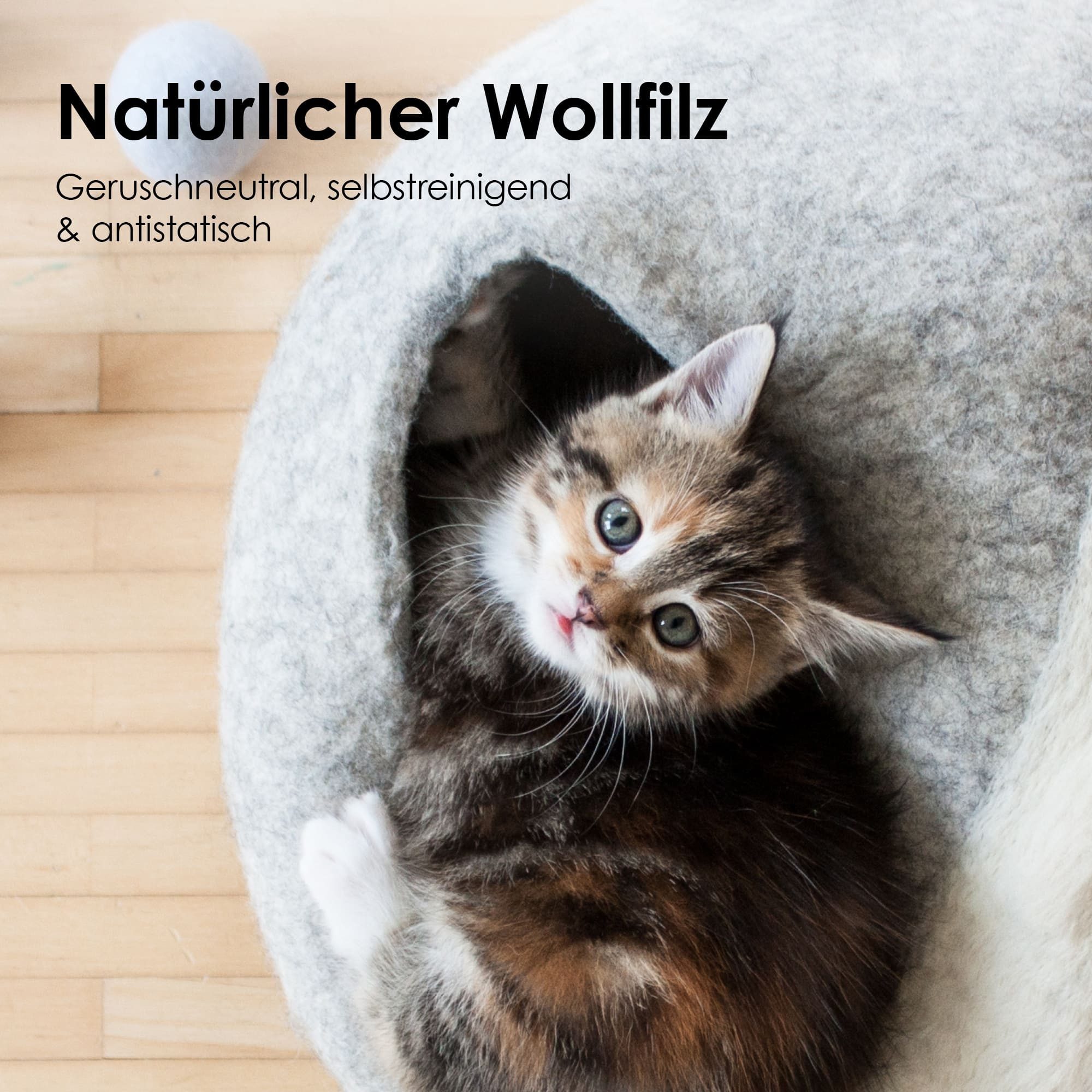 LucyBalu Tierbett Katzenhöhle aus Filz, Filzhöhle für Katzen, Kuschelhöhle für Katzen – Bild 3 von 5