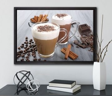 Pixxprint Leinwandbild Schokolade und Kaffee, Wanddekoration (1 St), Leinwandbild fertig bespannt, in einem Schattenfugen-Bilderrahmen gefasst, inkl. Zackenaufhänger