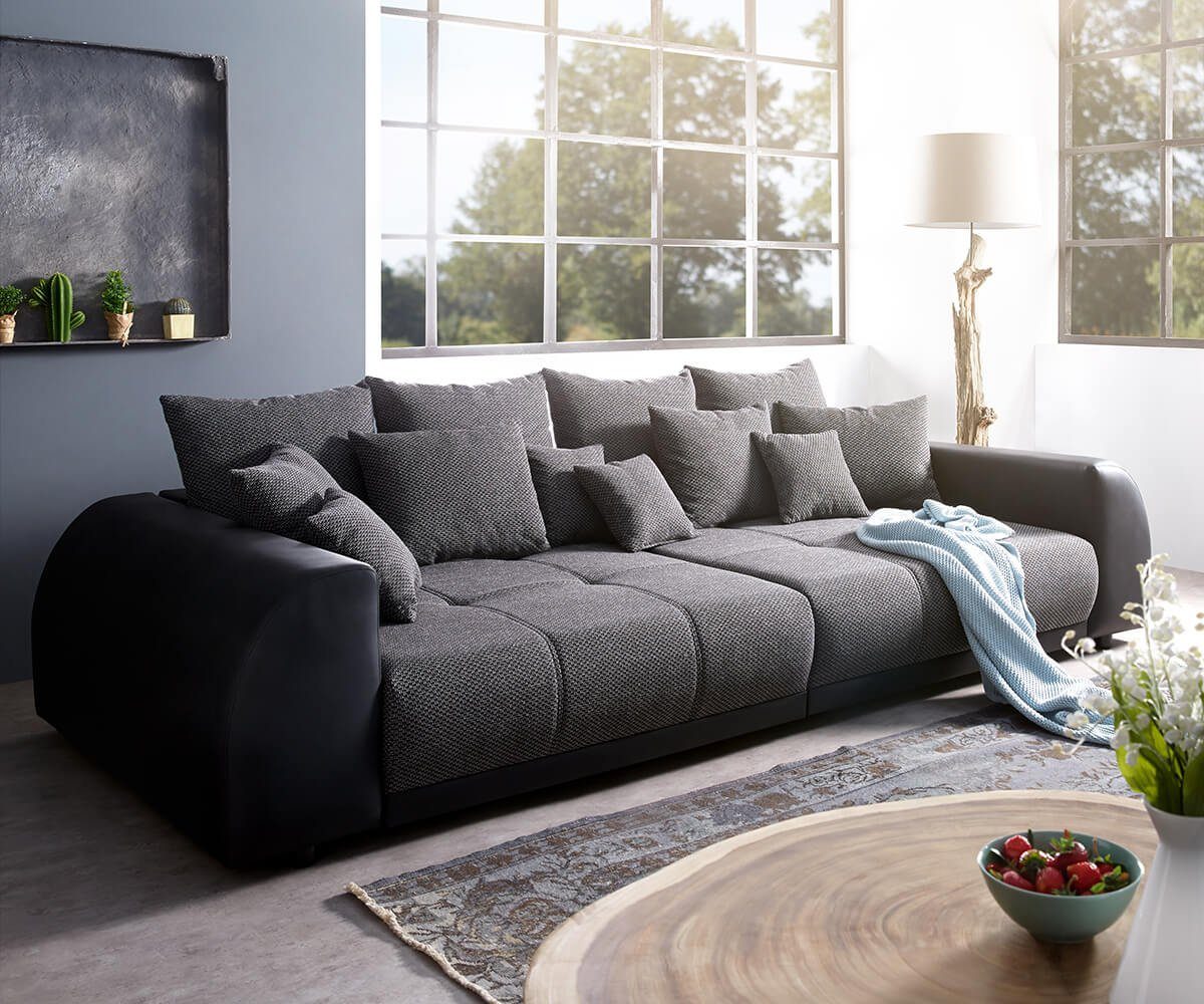 DELIFE Big-Sofa »Violetta«, Creme Hellgrau 310x135 inklusive 12 Kissen XXL  Sofa online kaufen | OTTO