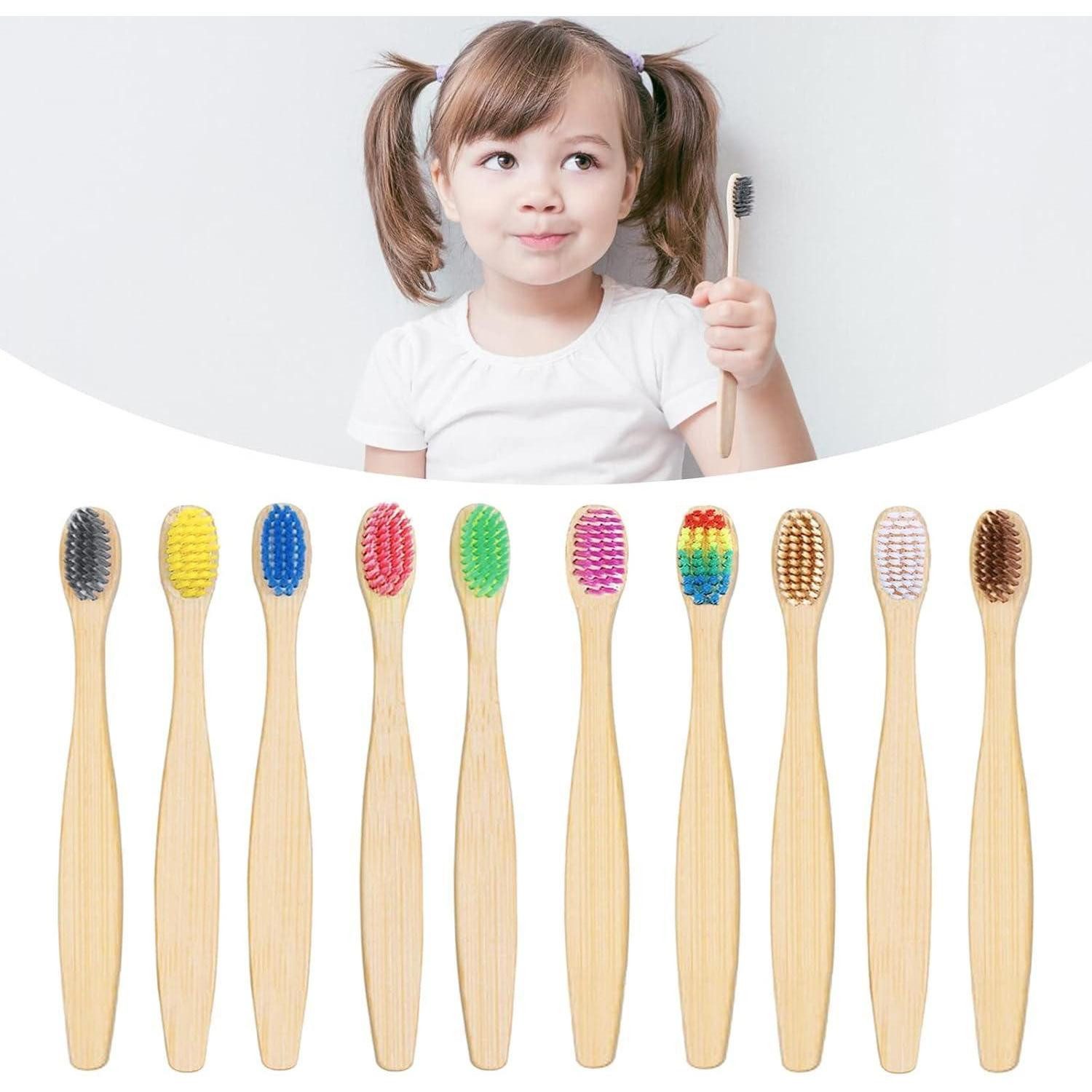 LuxusKollektion Zahnbürste Kleine Bambus Zahnbürsten Kinder 10er Pack Aktivkohle Borsten