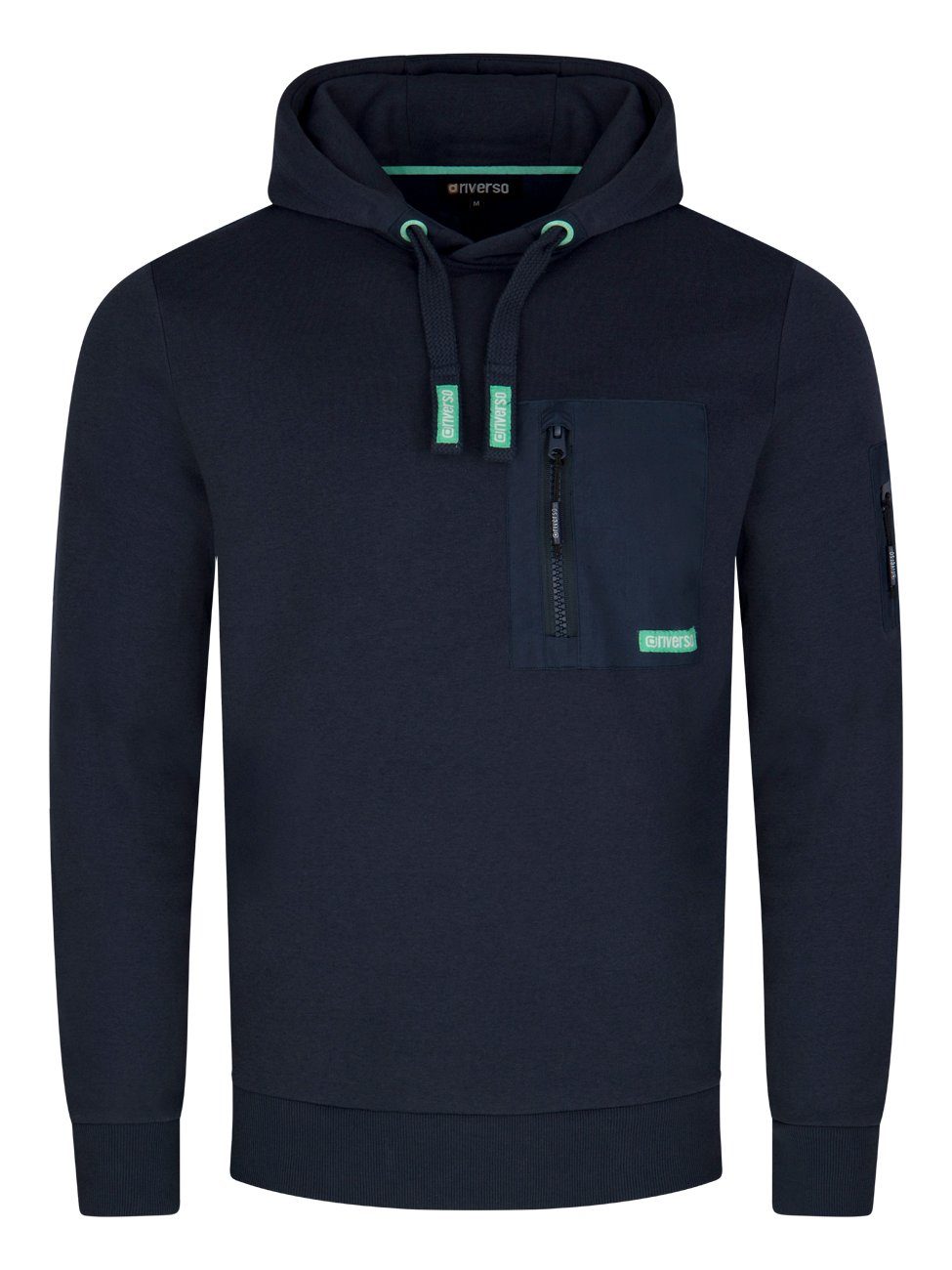 riverso Kapuzenpullover Herren Hoodie RIVLasse Regular Fit Longsleeve Sweatshirt mit Cross-Over-Kragen und Brusttasche