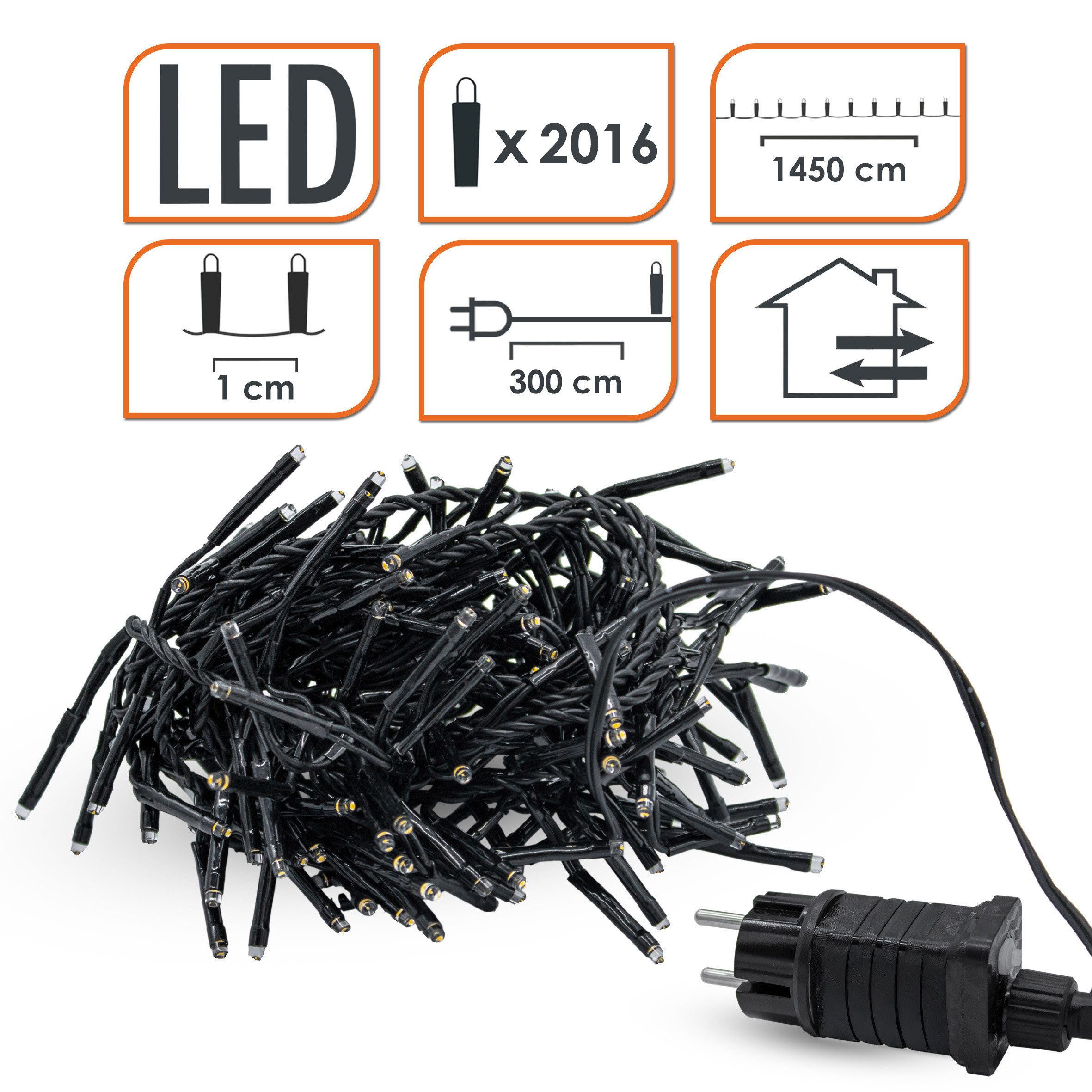 Spetebo LED-Lichterkette Büschel Lichterkette warmweiß - 14,6 m / 2016 LED, 2016-flammig, mit Controller und Speicherchip