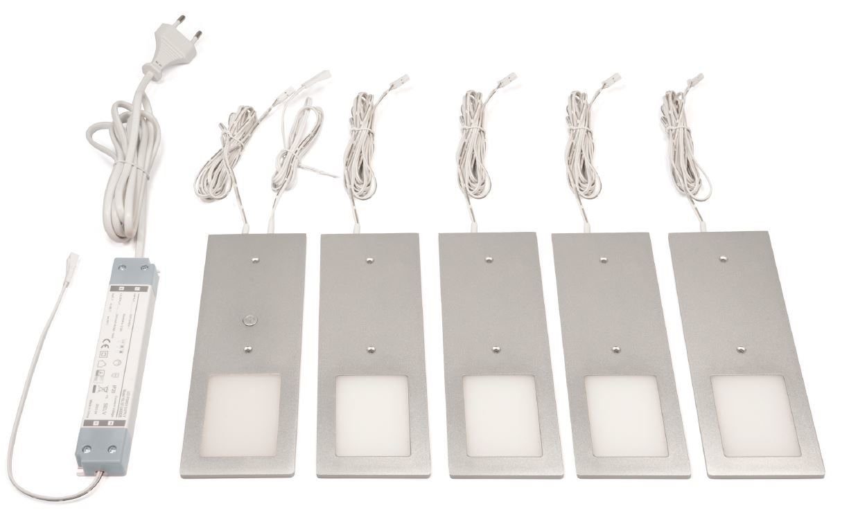 L&S Unterschrankleuchte Anbauleuchte PLANAR 5er Set Neutralweiß Aluminium