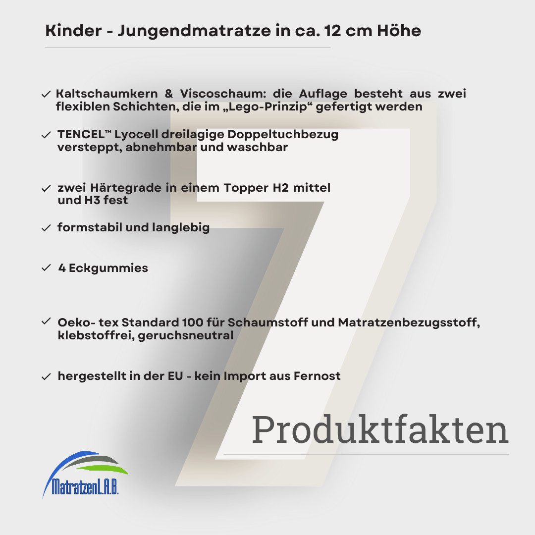 Kindermatratze und Jugendmatratze TENCEL™ Lyocell® Premium Bezug, Matratzen günstig online kaufen