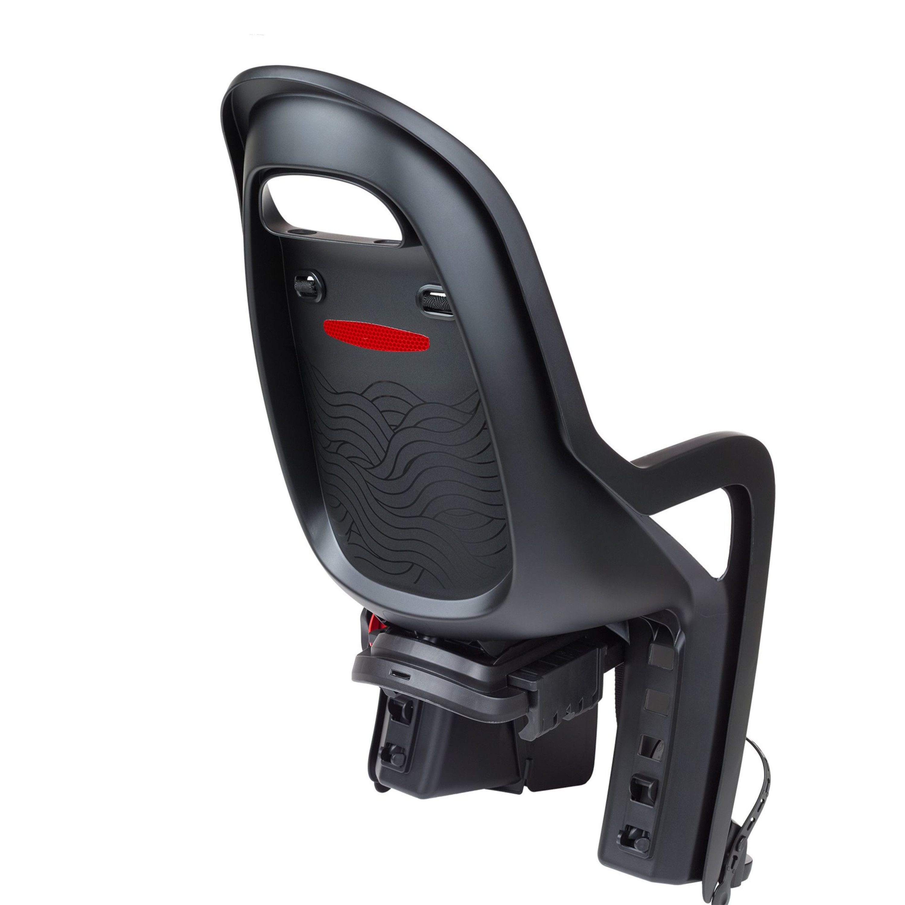 Polisport Fahrradkindersitz Groovy Black Serie mit Gepäckträgerbefestigung, 3-Punkt-Gurt, ab: Maximales Kindergewicht: 35 kg, Mindestgröße ca. 110 cm