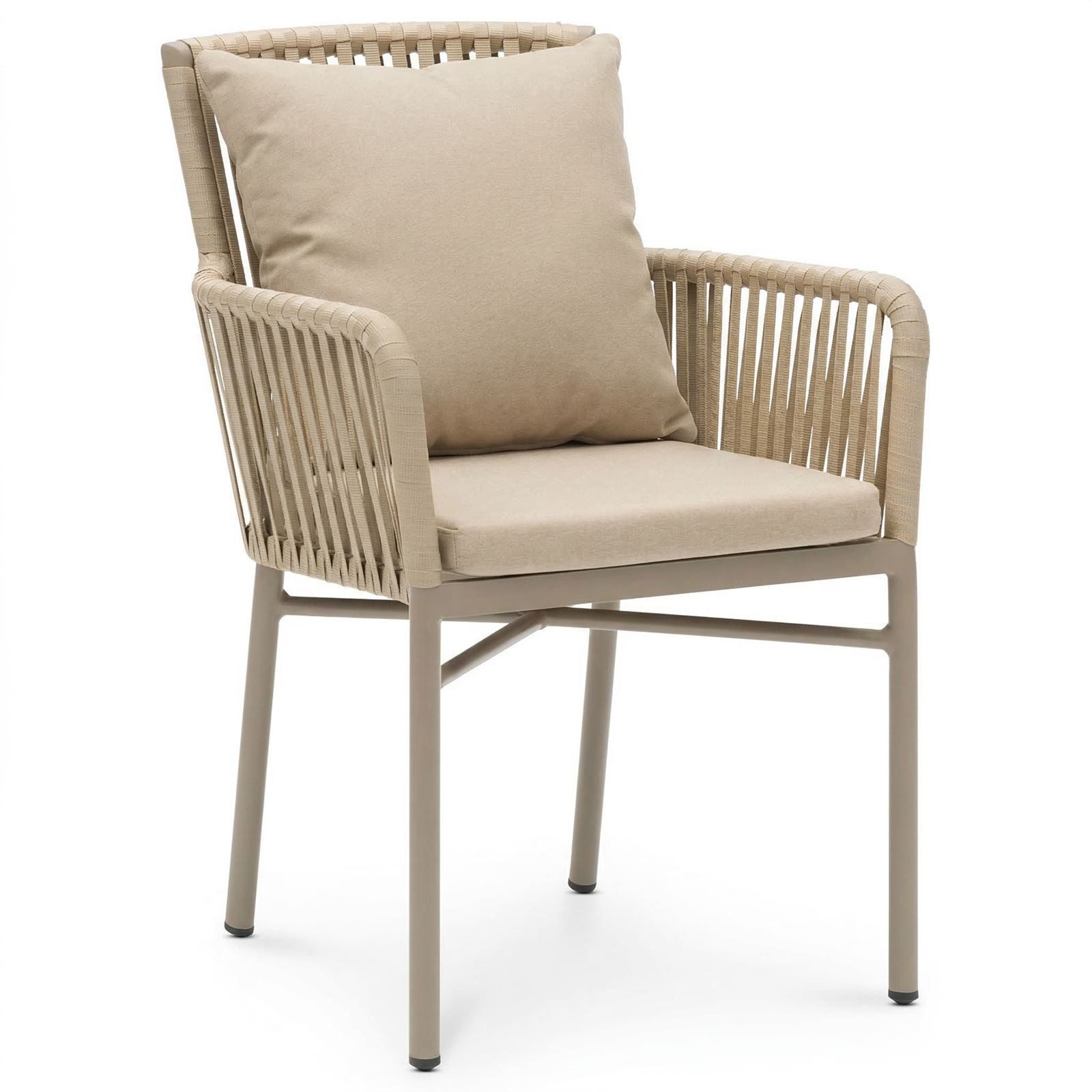 IDIMEX Gartenstuhl AFUERA (6 St), wetterfeste Terrassenstühle mit Rope und Kissen Champagner/Beige