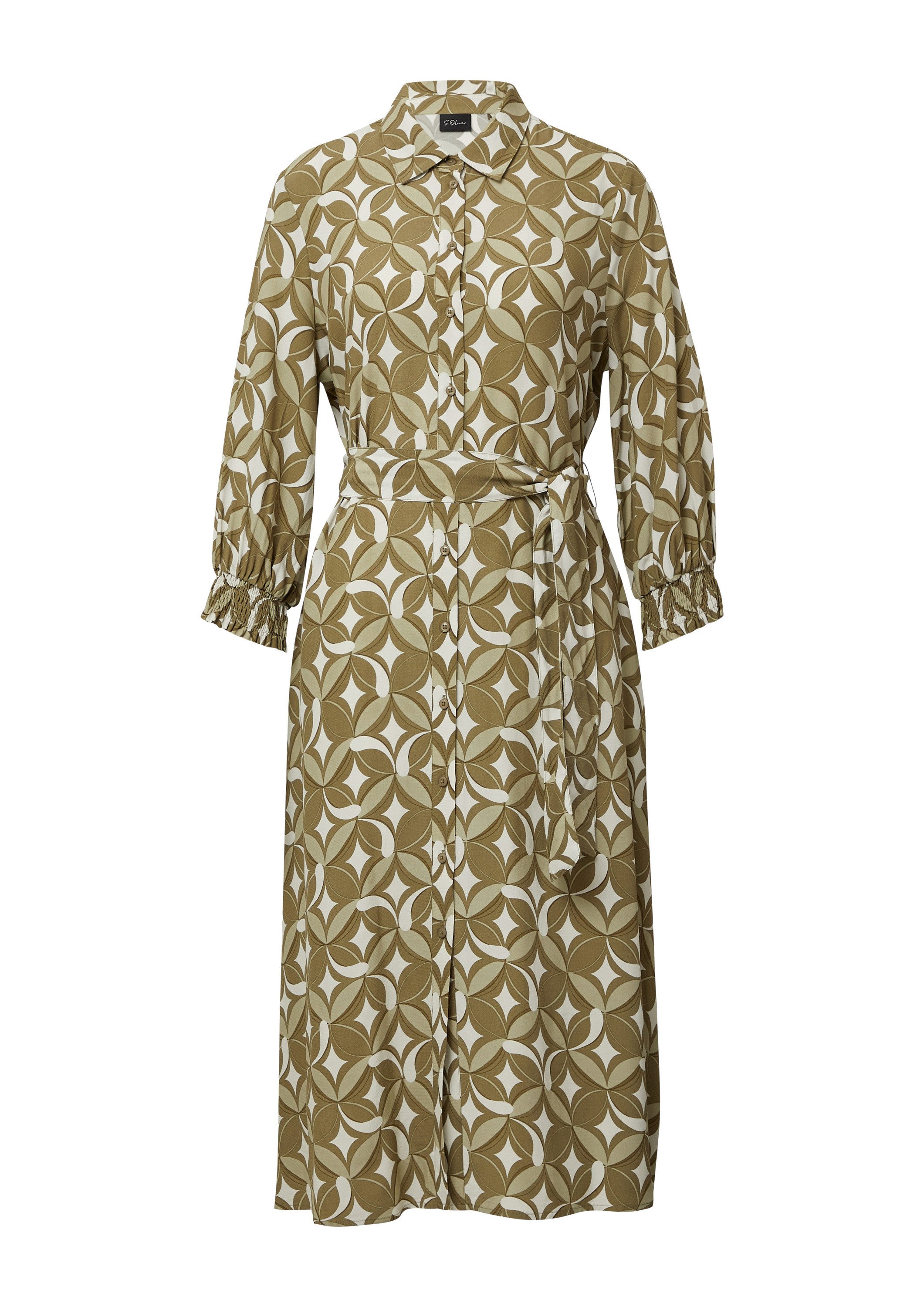 s.Oliver Midikleid Kleid Langes Viskosekleid mit All-over-Print und Bindegü günstig online kaufen