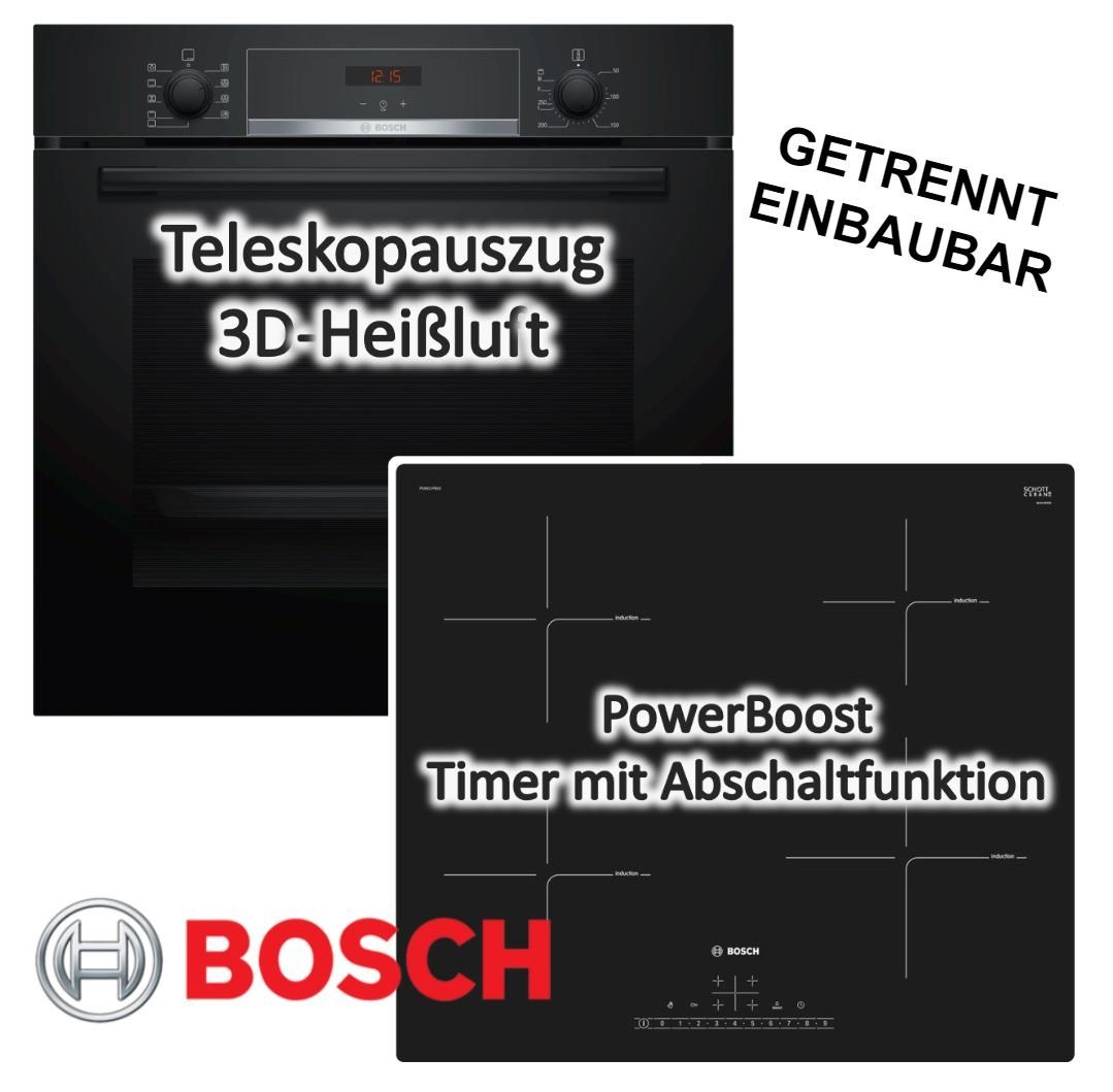 - Bosch Induktionskochfeld mit Herd-Set HERDSET Backofen BOSCH autark Induktions Teleskopauszug