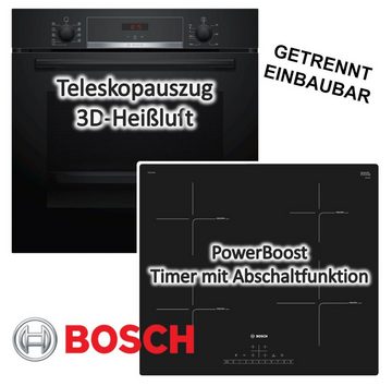 BOSCH Induktions Herd-Set HERDSET Bosch Backofen Teleskopauszug mit Induktionskochfeld - autark