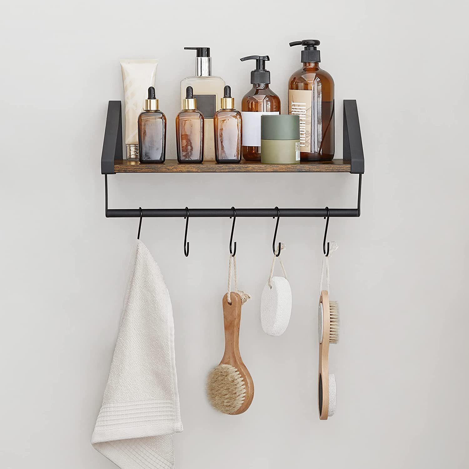 VASAGLE Schweberegale Set Aus MDF – 3 Rustikale Braune Wandregale, Je 20 X 40 Cm, Einfach Zu Montieren & Wasserbeständig