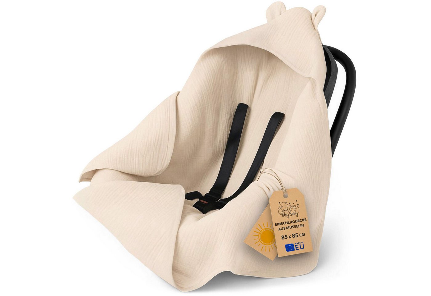 Einschlagdecke Musselin – Atmungsaktive Babydecke für Kinderwagen und Autositz, Totsy Baby