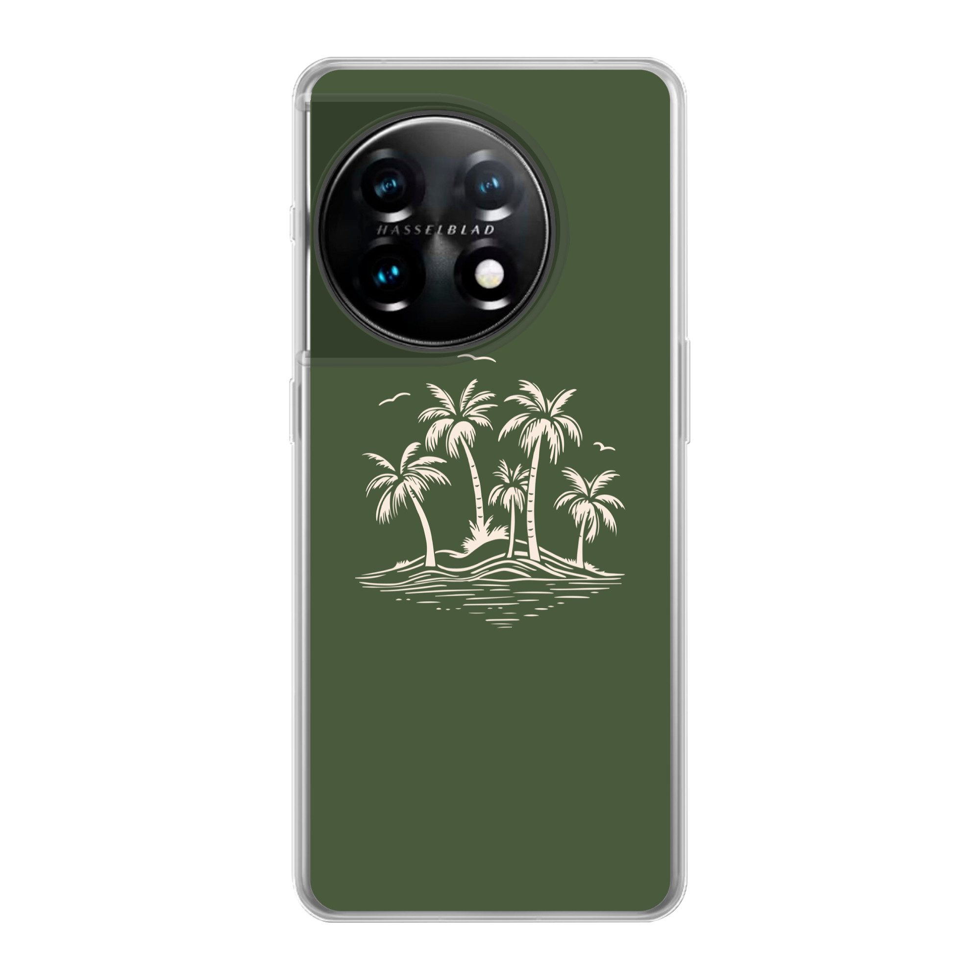 MuchoWow Handyhülle für OnePlus 11 Palmen - Strand - Grün - Beige - Tropisch, Handy Case, Silikon, Bumper Case Dünn