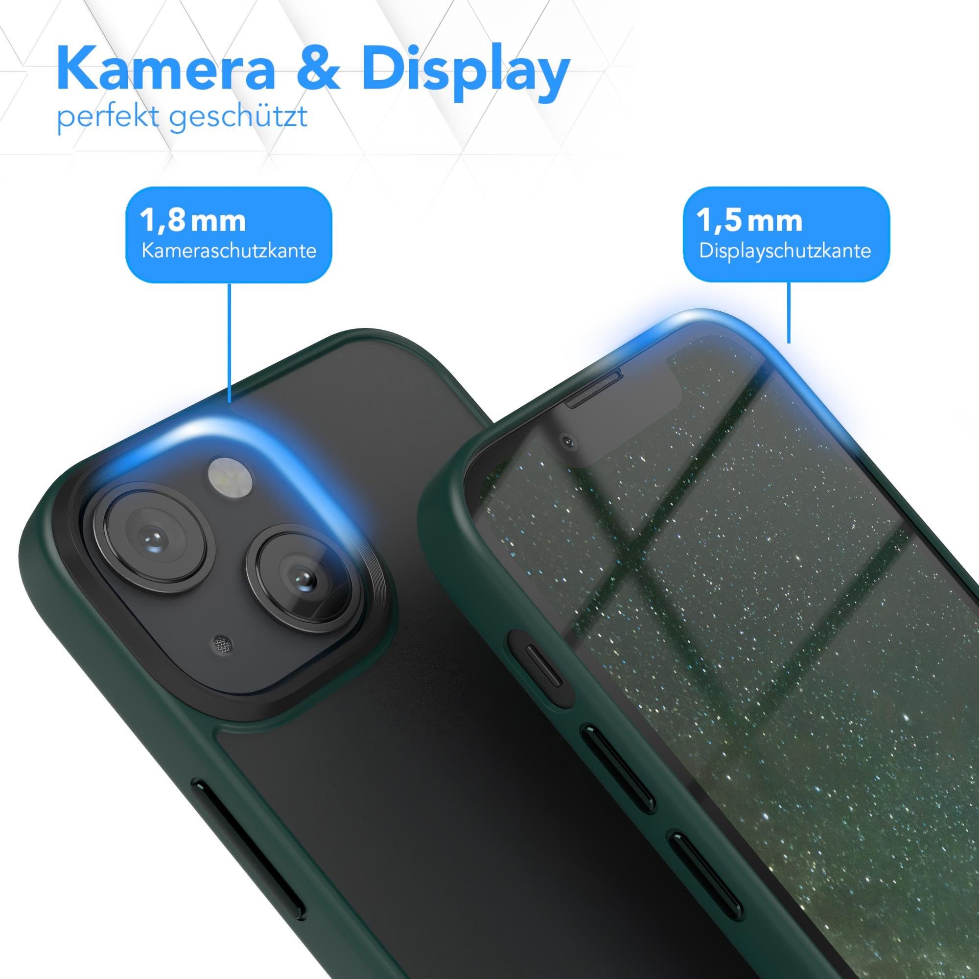 EAZY CASE Handyhülle Outdoor Case für Apple iPhone 13 Mini 5,4 Zoll, Slim Cover Durchsichtig Robust Back Cover stoßfest Grün / Nachtgrün