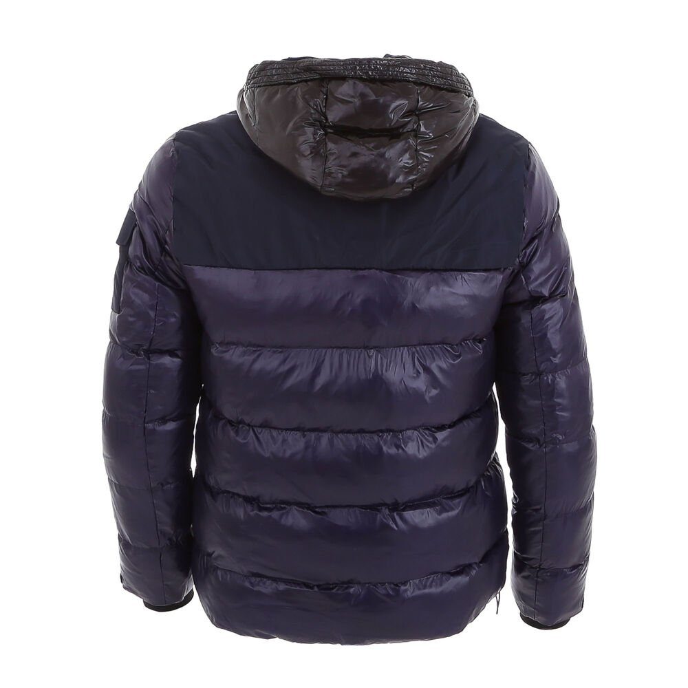 Ital-Design Steppjacke in Herren Kapuze (abnehmbar) Jacke Dunkelblau Gefüttert Freizeit