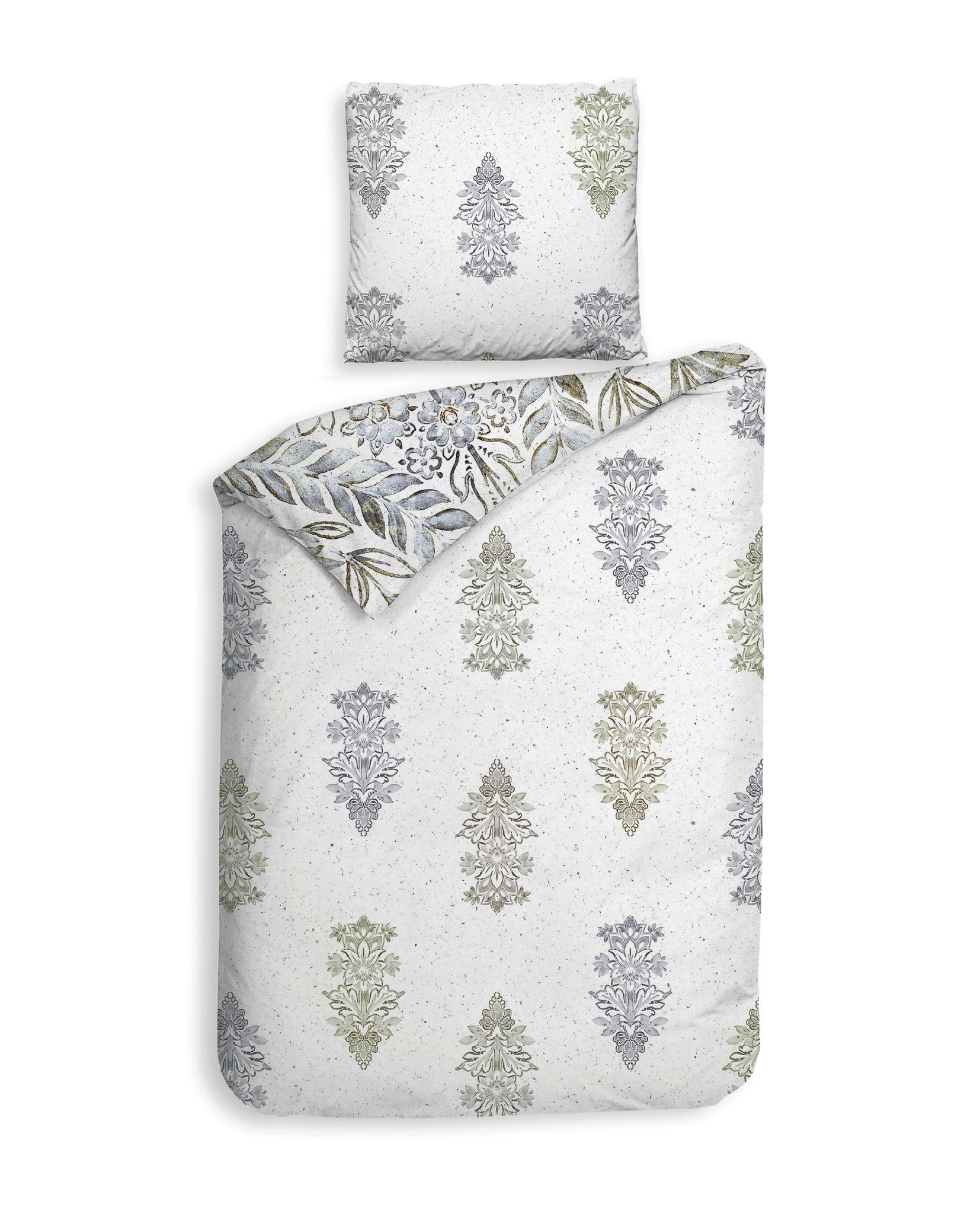 Heckett and Lane Bettwäsche Heckett & Lane Baumwoll-Bambus Bettwäsche 135x200 Ibernia White Wende, Mako-Satin, 2 teilig