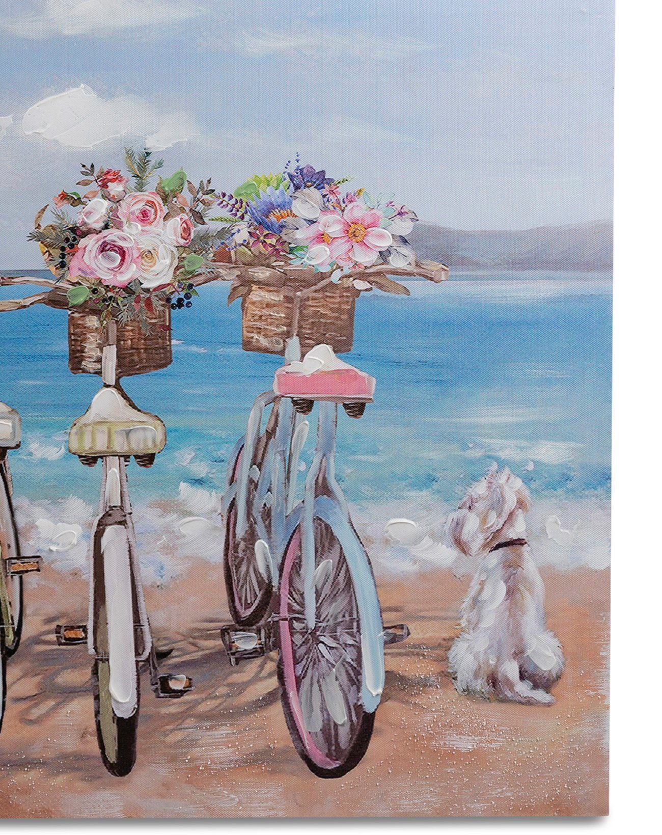 am dekojohnson maritimes Leinwandbild 50x70cm Wanddekoobjekt Strand Fahrräder