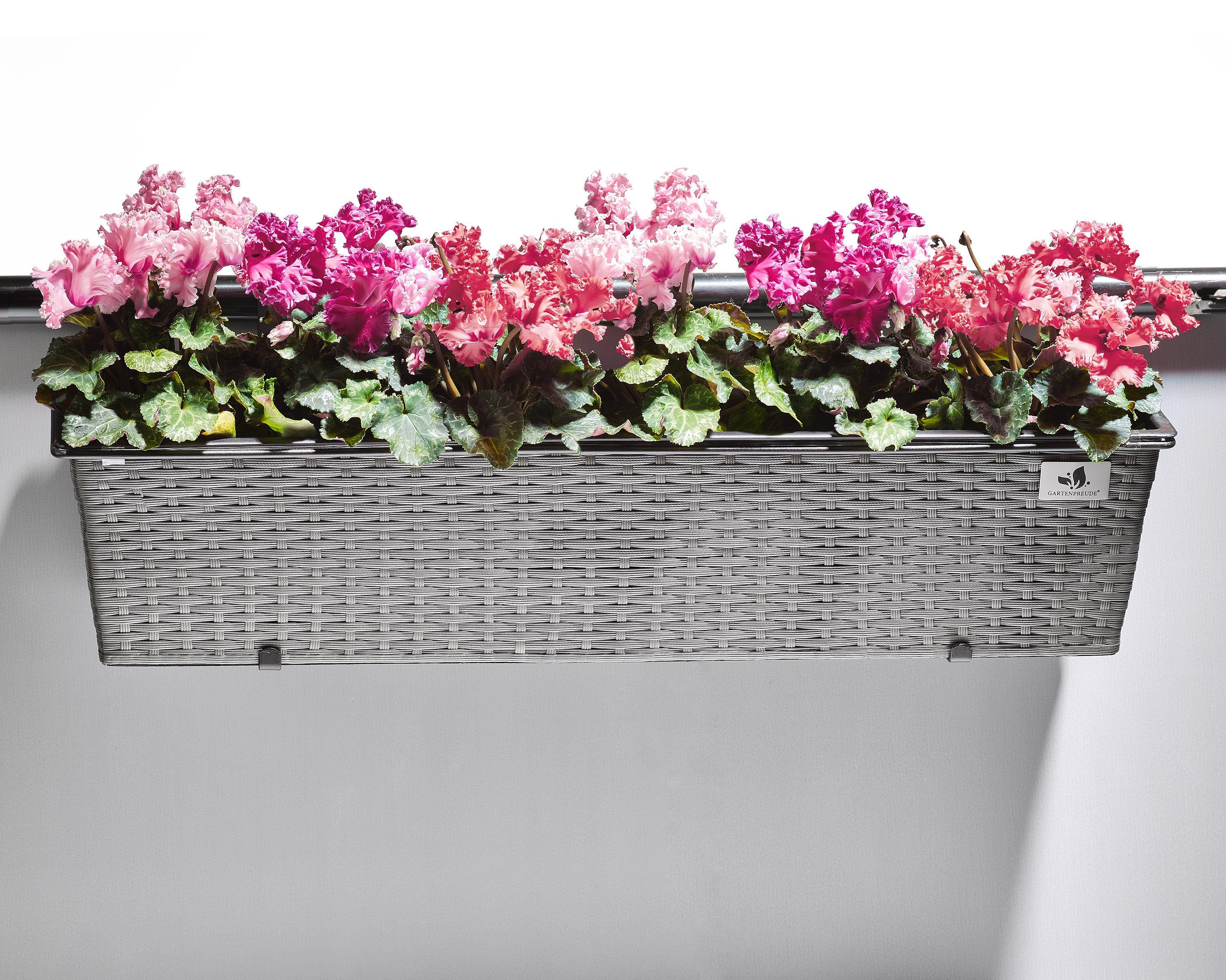 Pflanzkasten Grau Gartenfreude Blumenkasten geflecht Balkonkasten