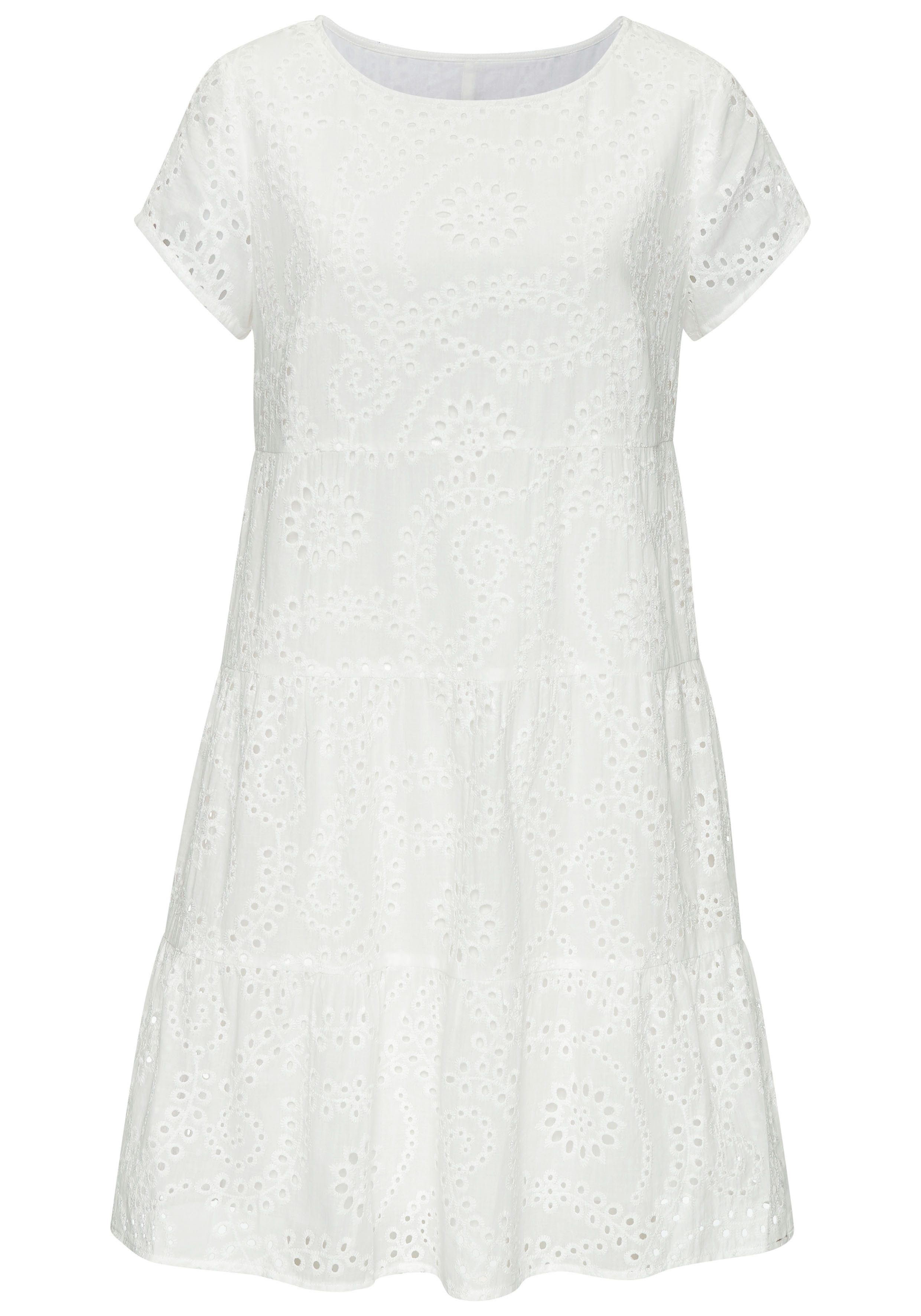 Buffalo Spitzenkleid, kurzes Sommerkleid aus Lochstickerei günstig online kaufen
