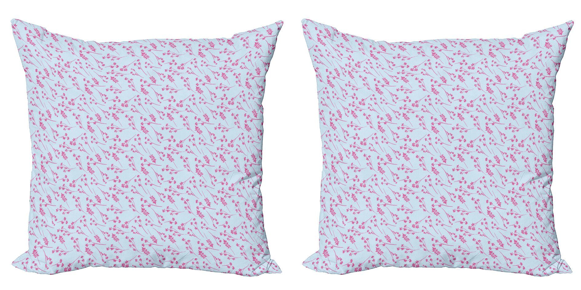 (2 Accent Pink Abakuhaus Digitaldruck, Stück), Doppelseitiger Und Soft-botanischer Blau Kissenbezüge Modern Sommer