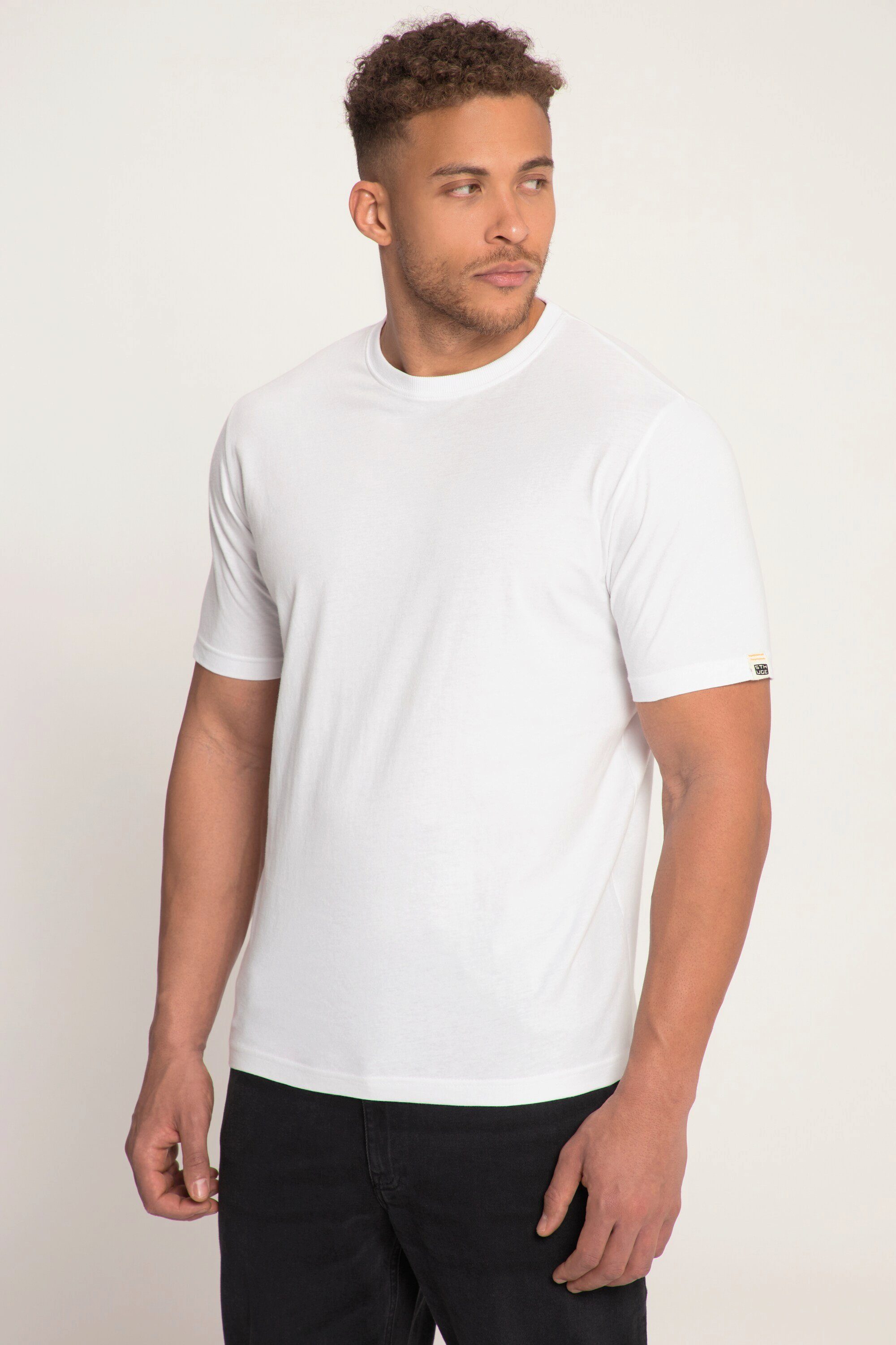 STHUGE T-Shirt STHUGE T-Shirt Rücken Print Rundhals Halbarm