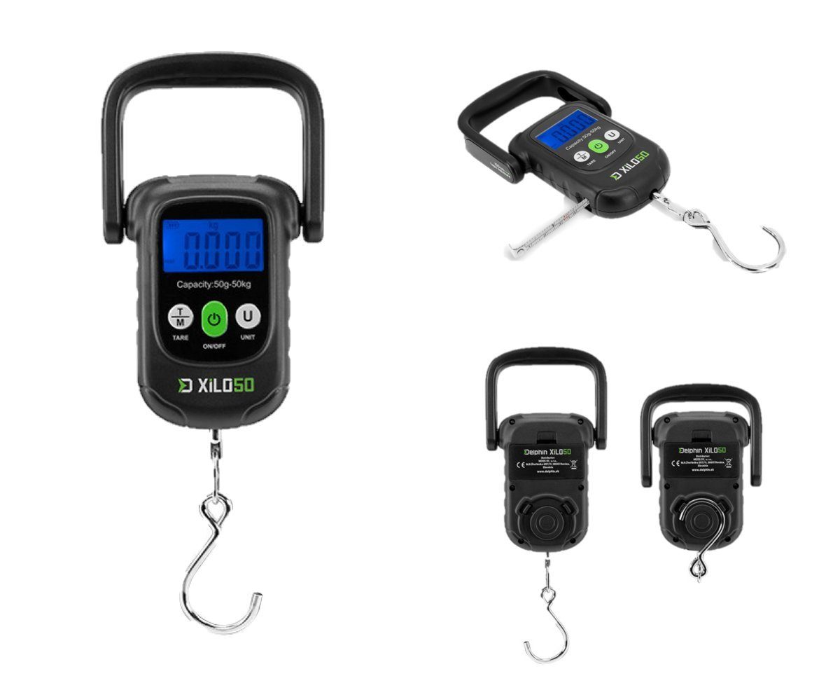Delphin.sk Kofferwaage Digitalwaage Delphin XILO 50kg Kofferwaage Angelwaage mit Maßband, Tragkraft 50,00 kg, Digitale Waage von 50 g bis 50 kg mit 1m Maßband