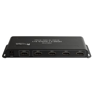 FeinTech HDMI-Splitter VSW14100 HDMI 2.1 Switch 4 In 1 Out, 4K 120Hz, 8k 60Hz, VRR, ALLM mit automatischer Umschaltung, 40 Gbps